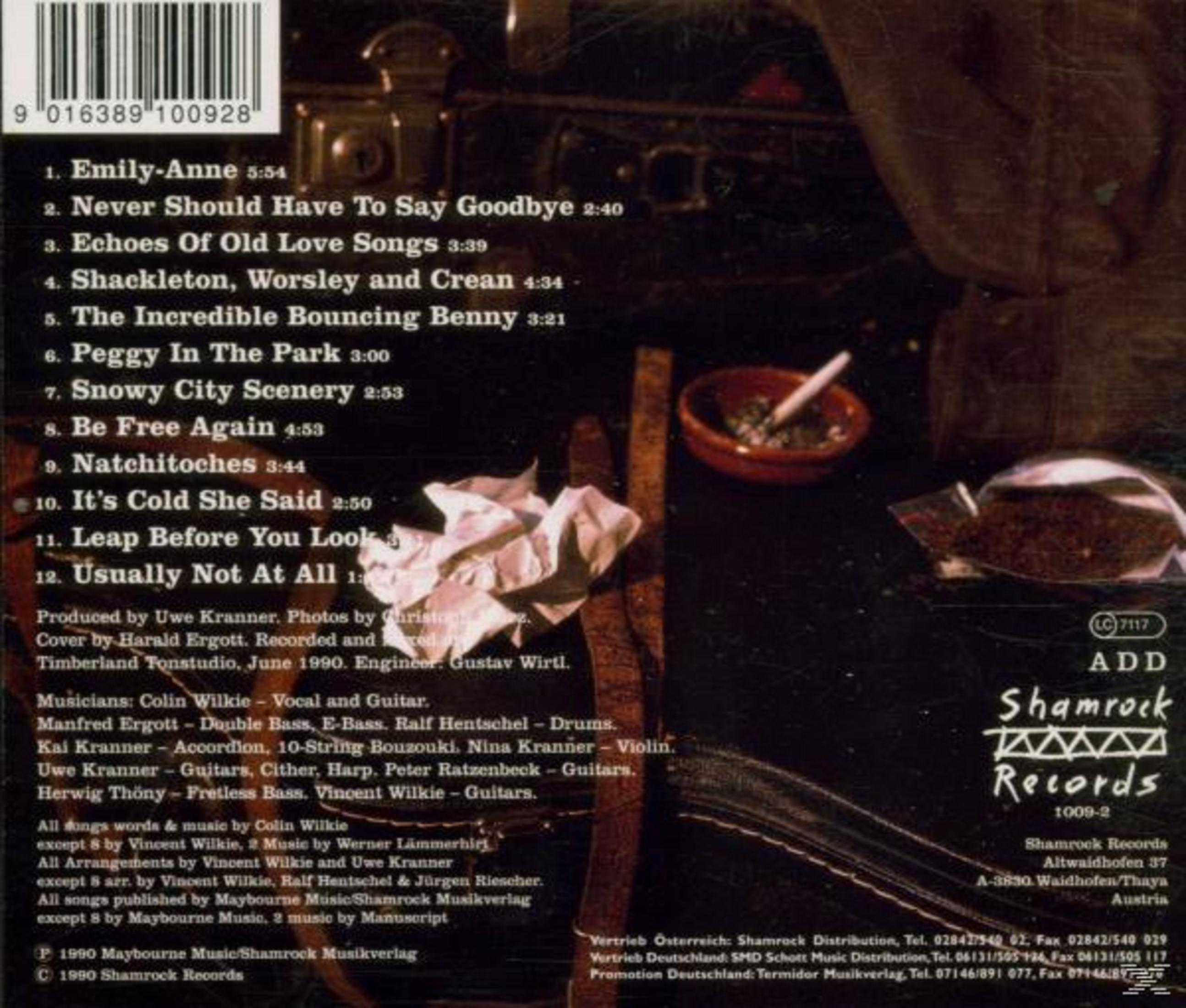 CD-Cover mit Titelliste, Bandinfo und einer brennenden Zigarette in einem Aschenbecher. Shamrock Records Logo rechts unten.
