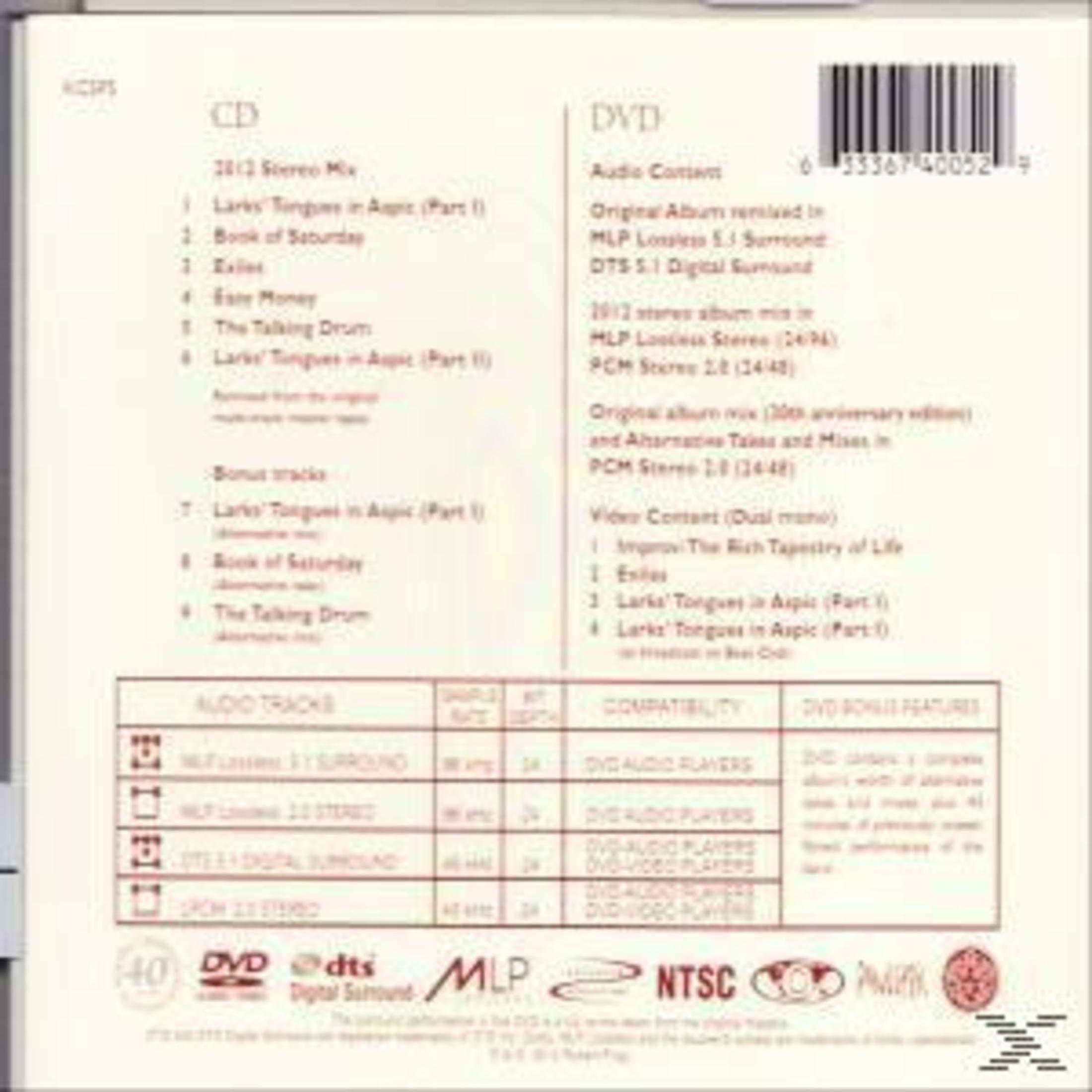 CD and DVD details on a white background. Text includes audio tracks, DVD bonus features, and technical specifications.