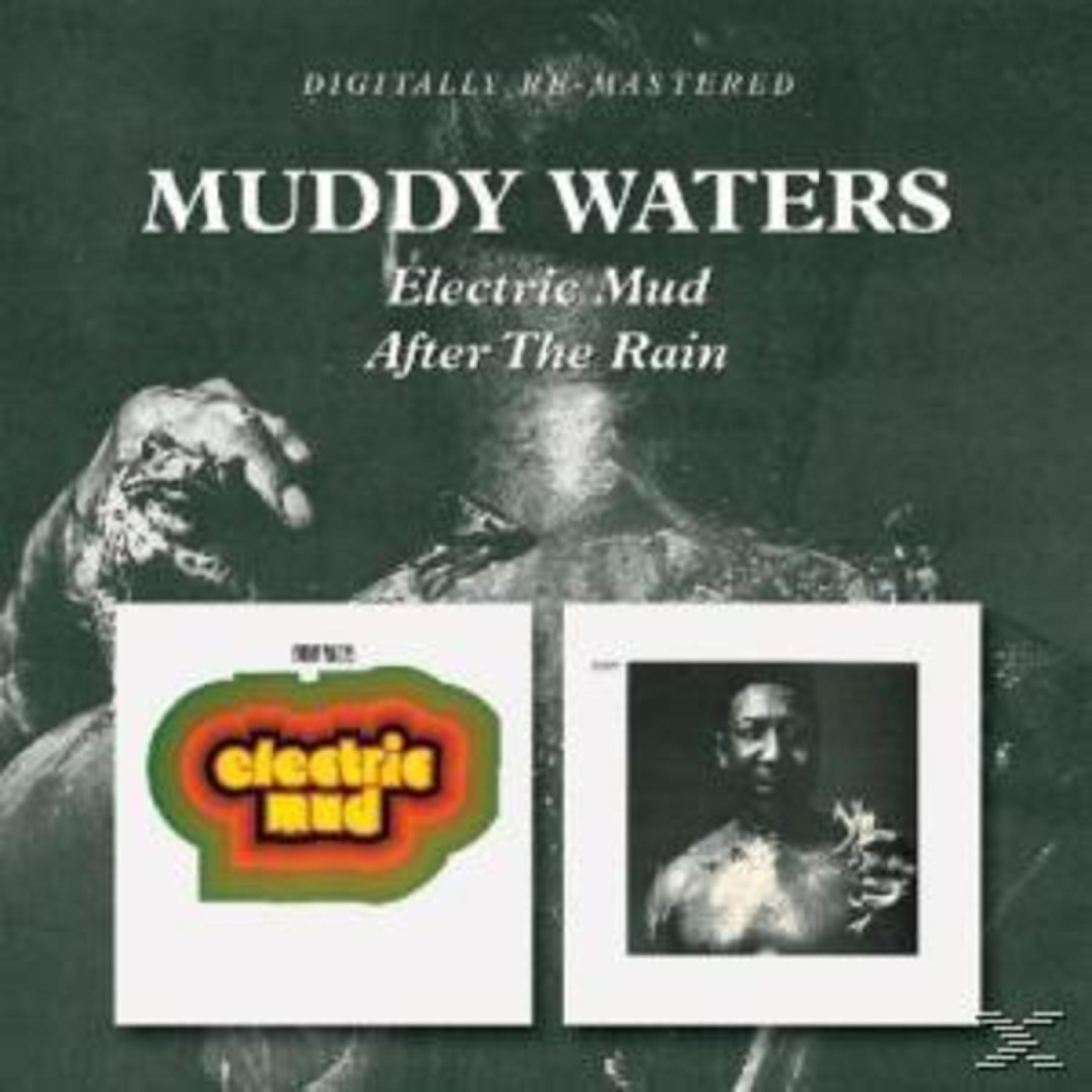 Albumcover: Muddy Waters. Enthält Albumcover und ein Schwarz-Weiß-Porträt eines Mannes.