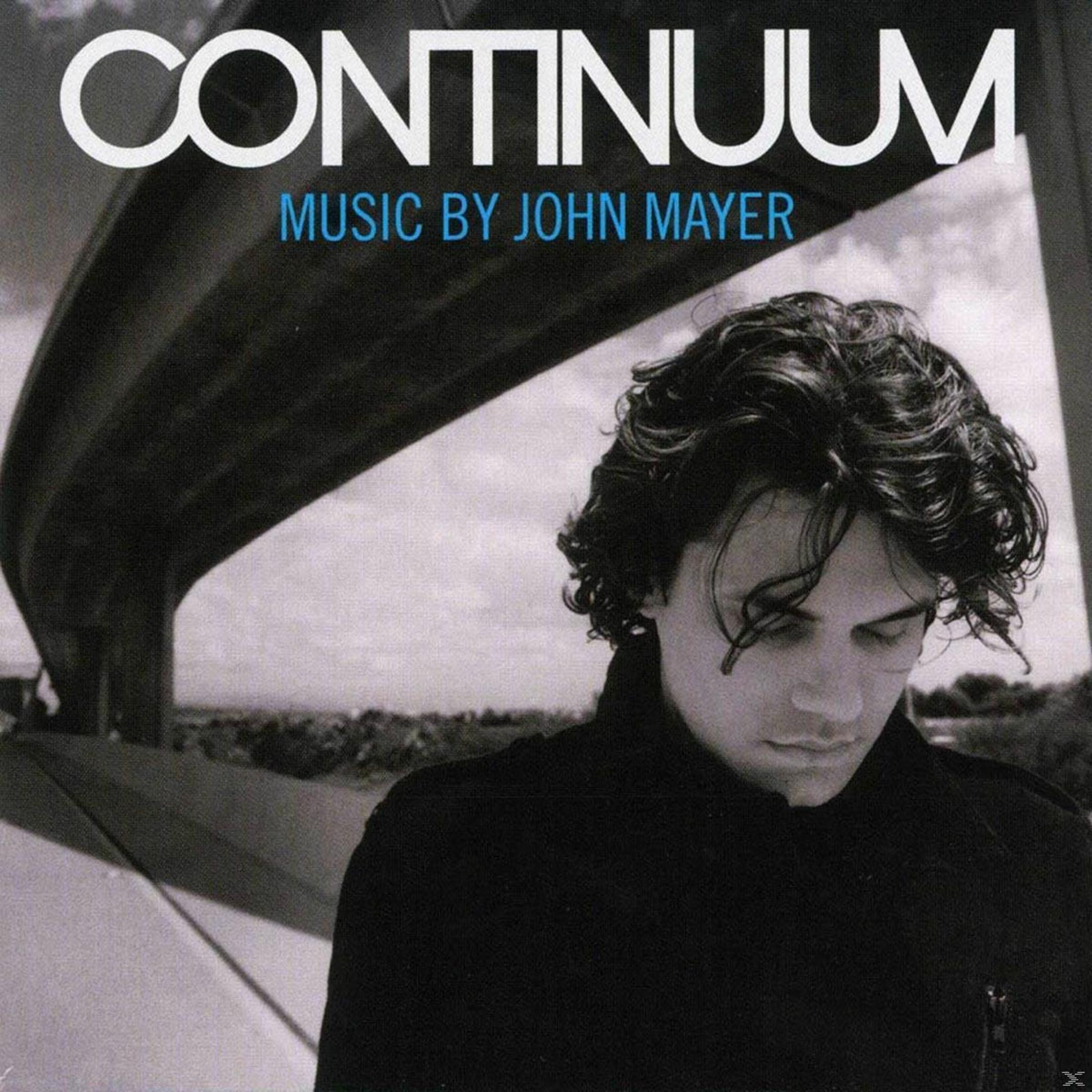 Copertina dell'album: John Mayer guarda in basso, sotto un ponte. Il testo recita 'Continuum' e 'Music by John Mayer'.