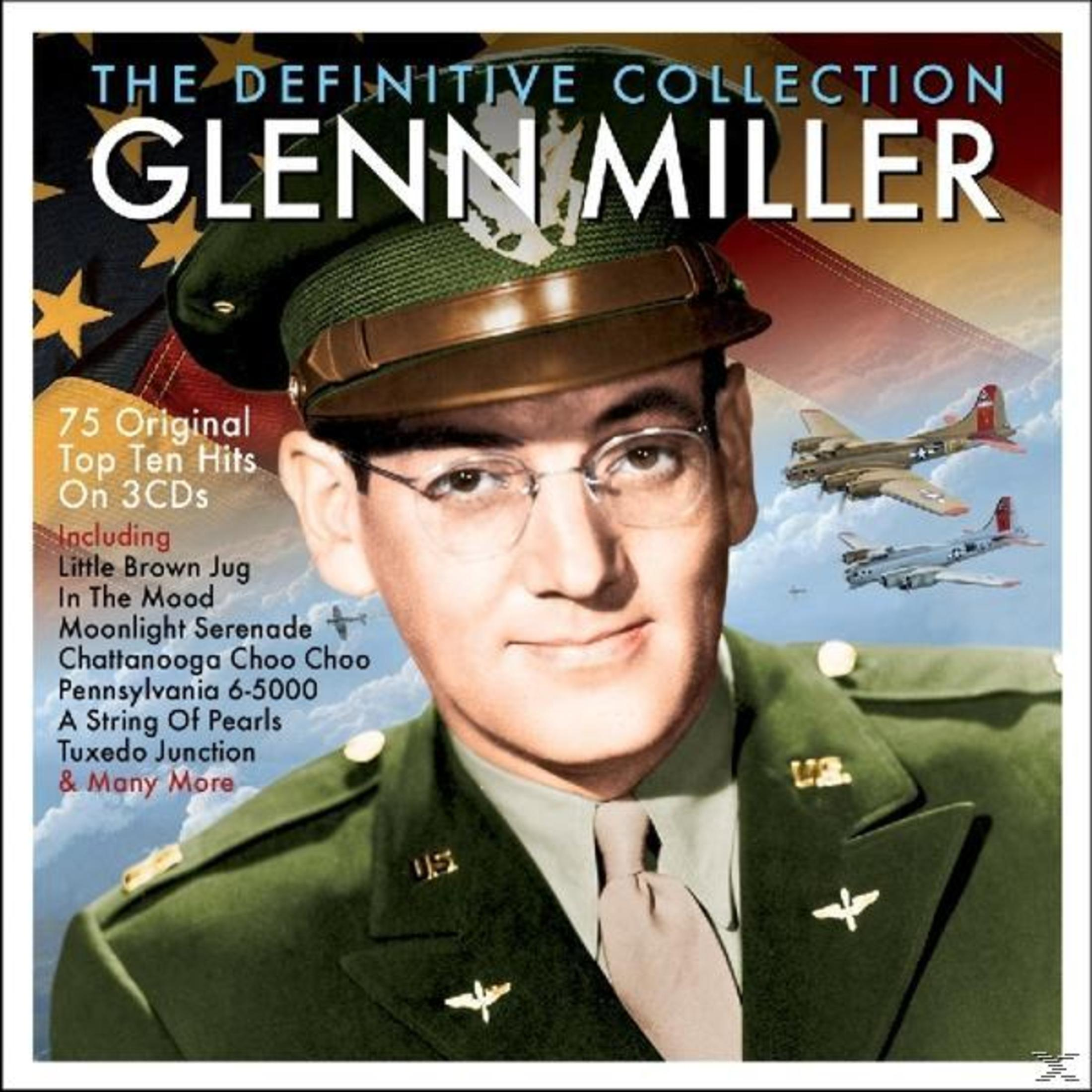 Albumcover von Glenn Miller. Porträt eines Mannes in Uniform. Enthält zwei B-17-Bomber und die amerikanische Flagge.