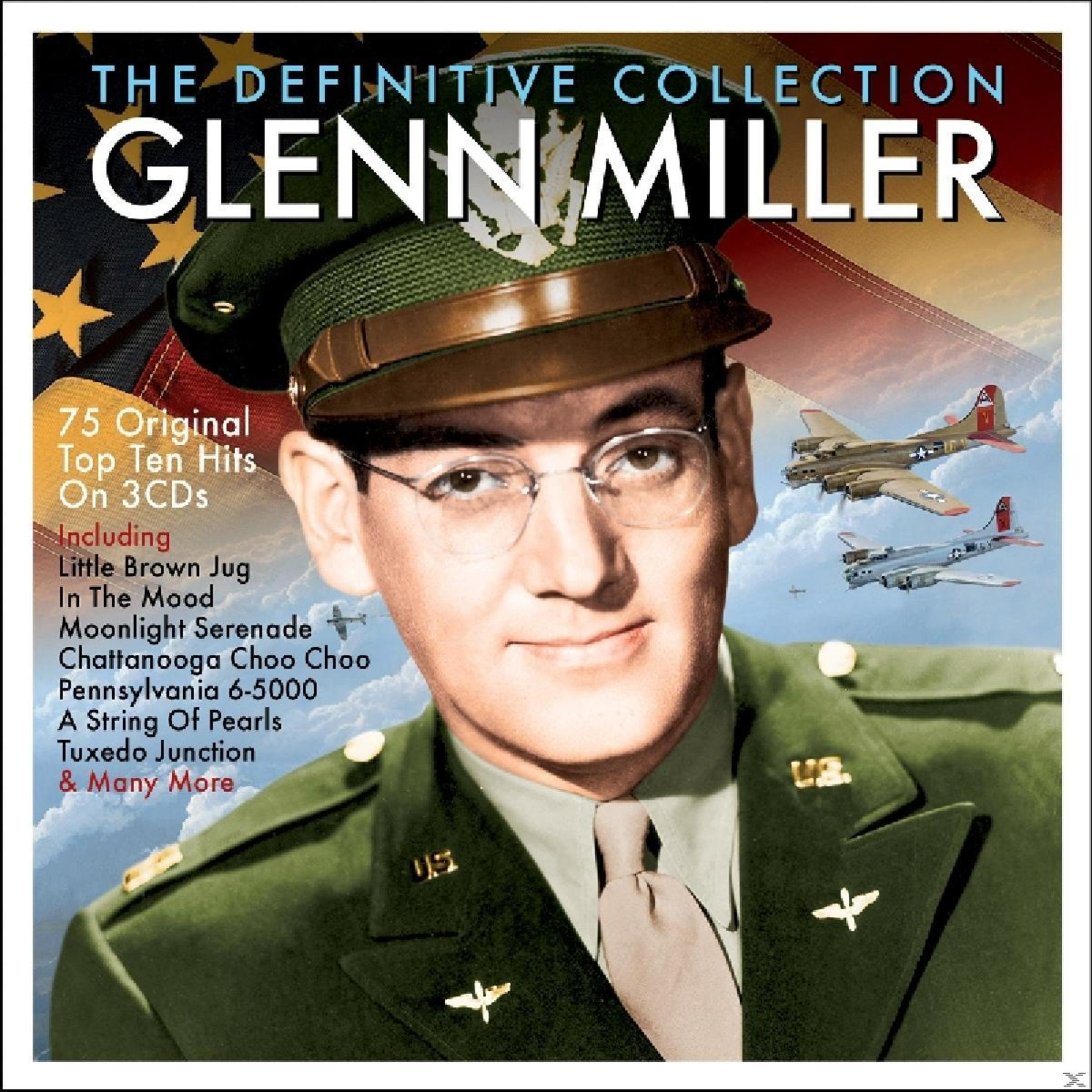 Albumcover von Glenn Miller. Zeigt Glenn Miller in Uniform, Flugzeuge im Hintergrund und Songtitel.