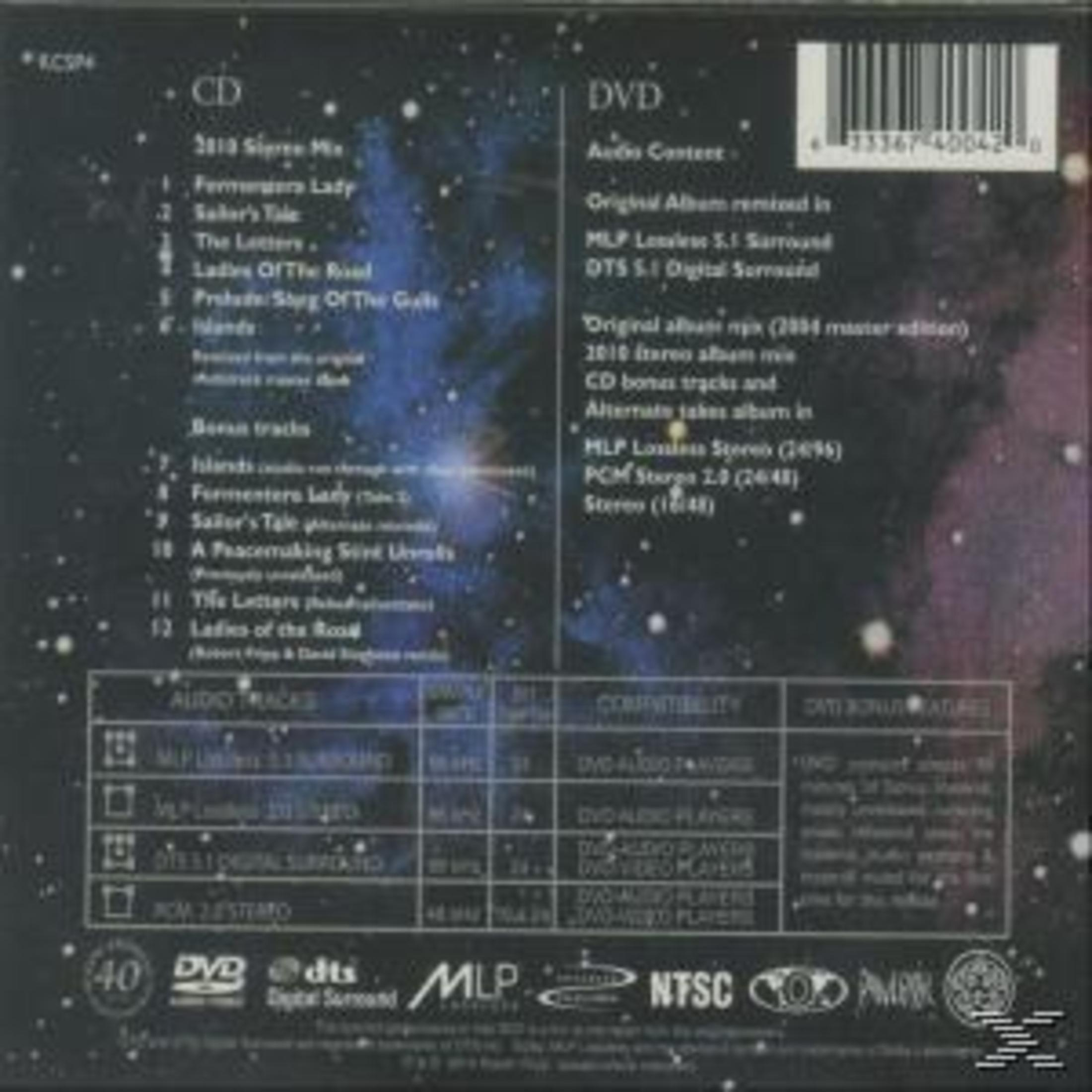 CD/DVD case with track listings and compatibility details. Contains album info, bonus tracks, and technical specifications.