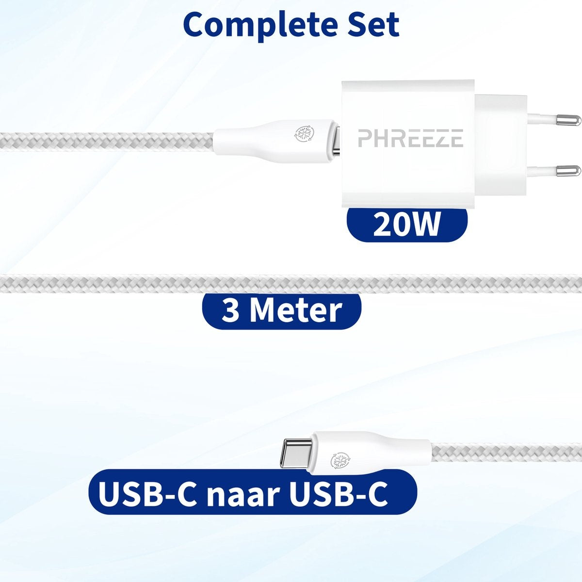 PHREEZE PHR-1033 Snellader met USB-C Kabel | MediaMarkt