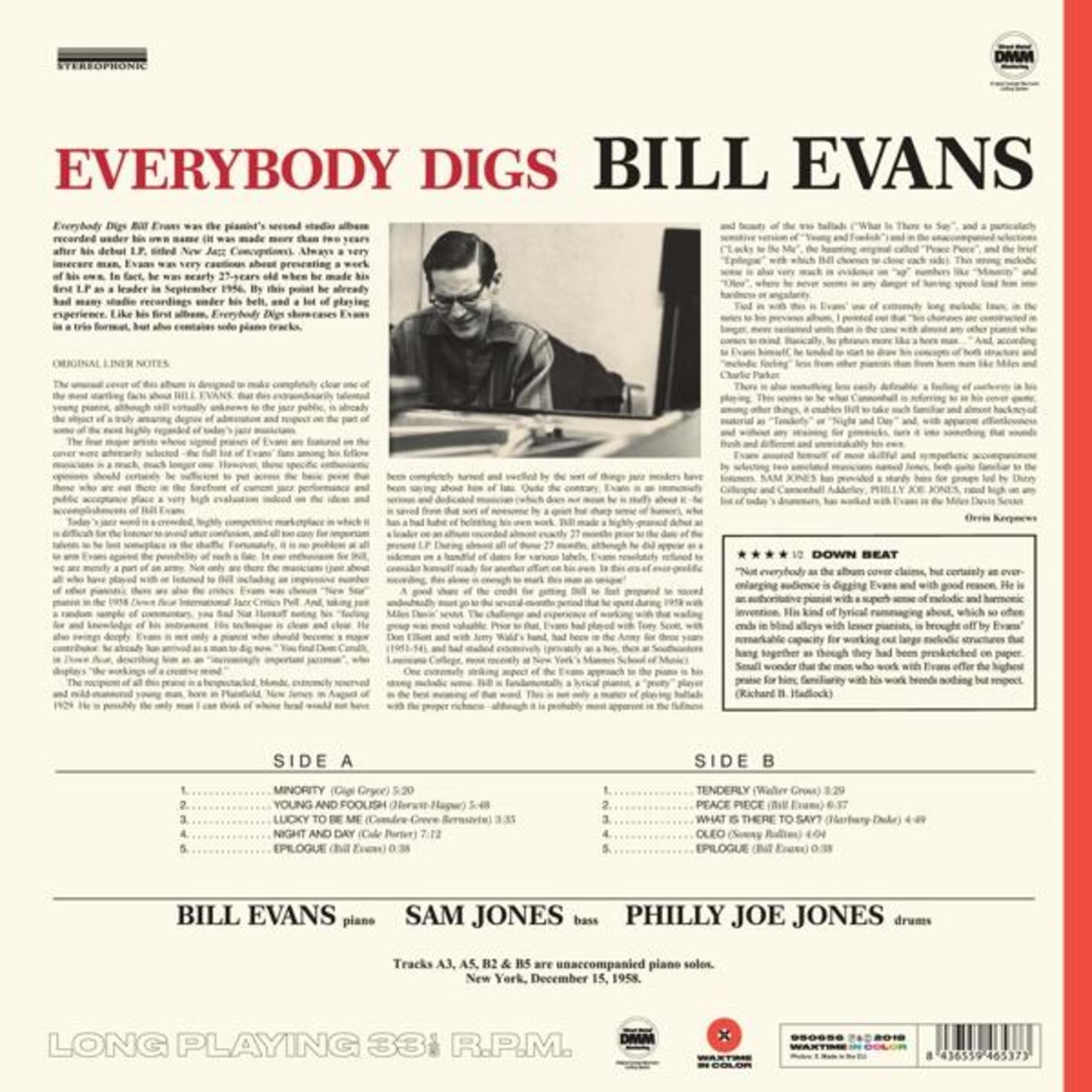 Albumcover. Schwarz-Weiß-Foto von Bill Evans mit Text über das Album.