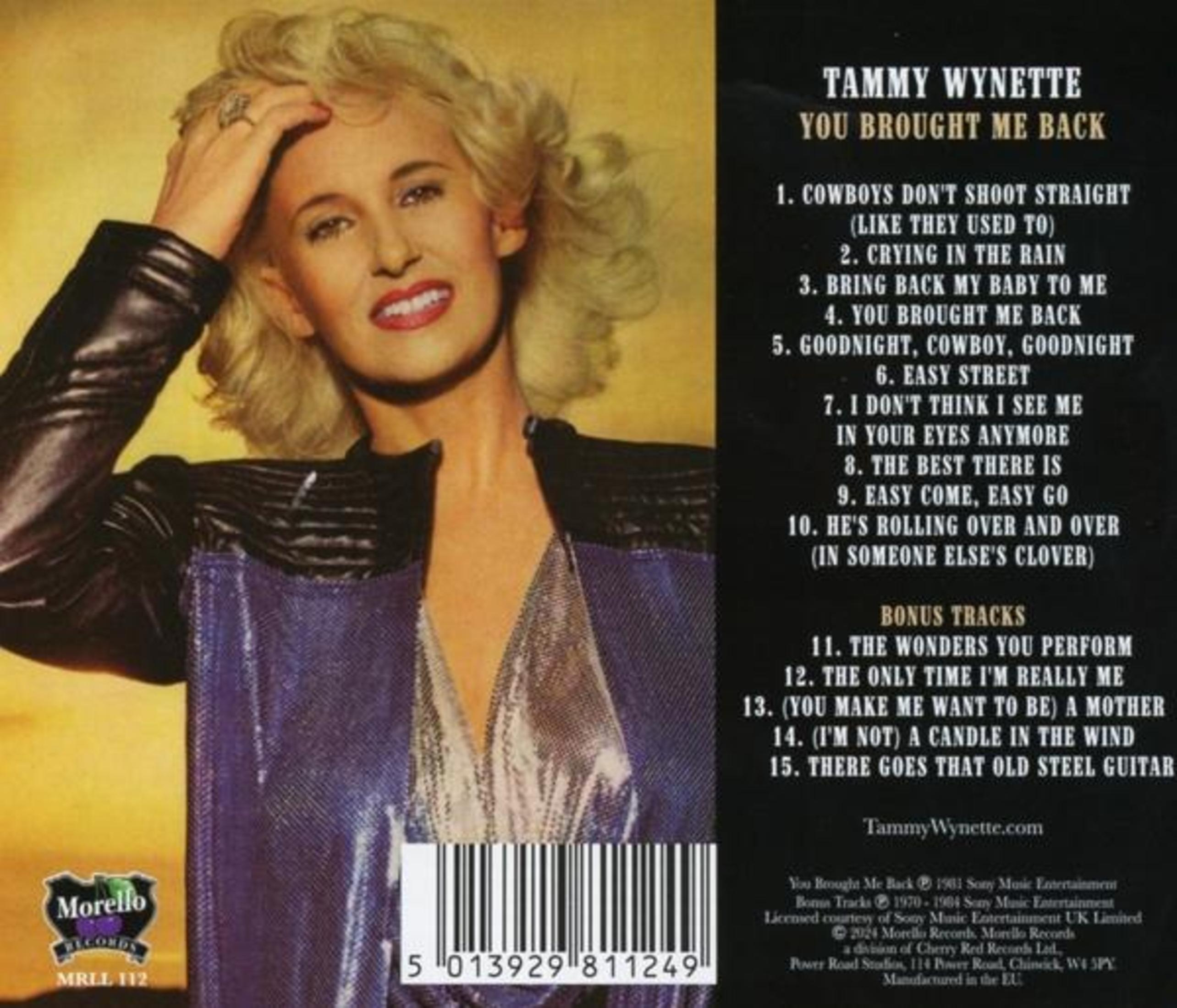 Albumcover von Tammy Wynette. Sie trägt ein glitzerndes Oberteil und berührt ihr Haar. Albumtitel und Titelliste sind sichtbar.
