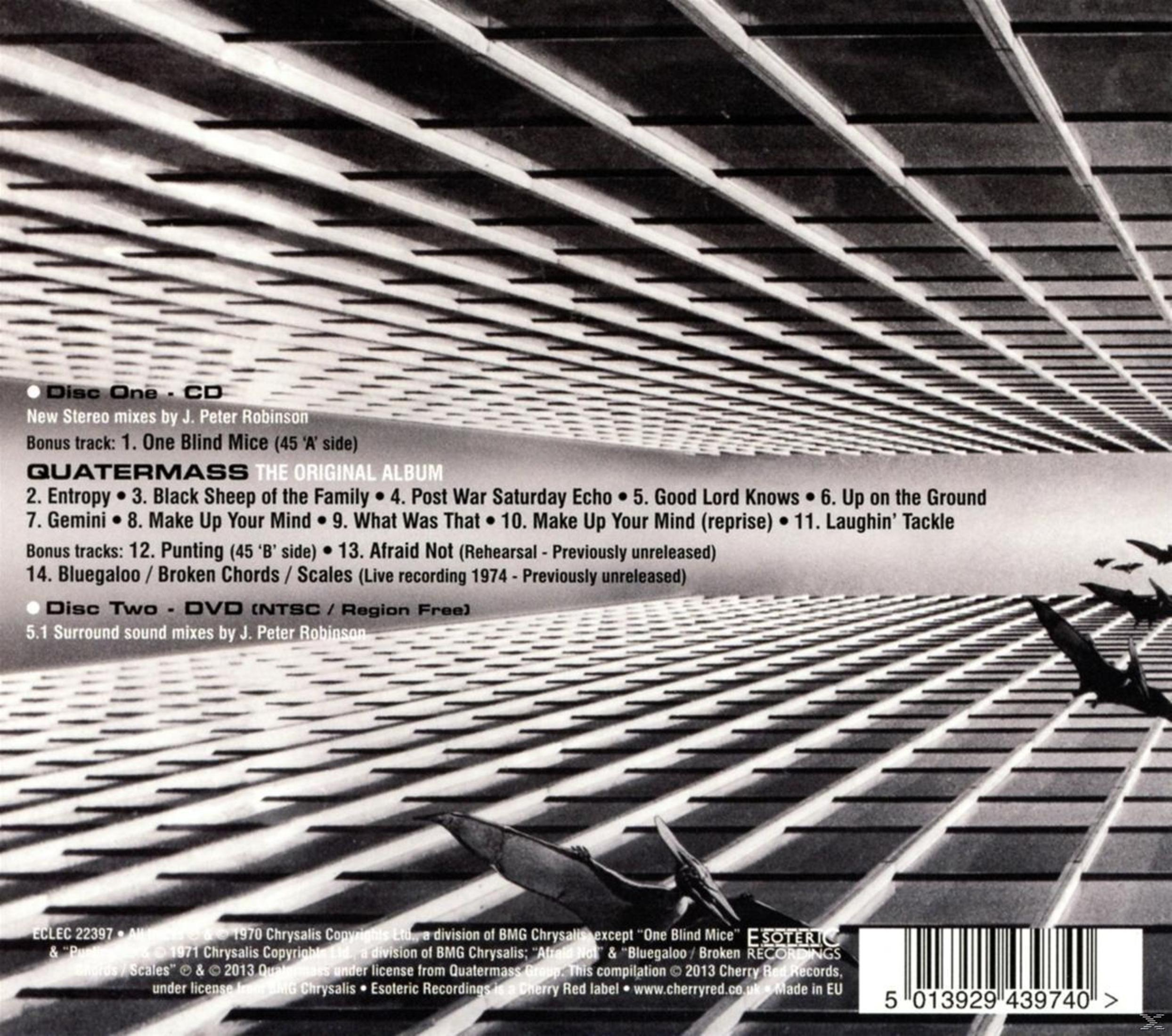 CD-Cover mit Albumdetails, Rasterdesign und Silhouetten fliegender Vögel. Enthält Titelliste und Barcode.