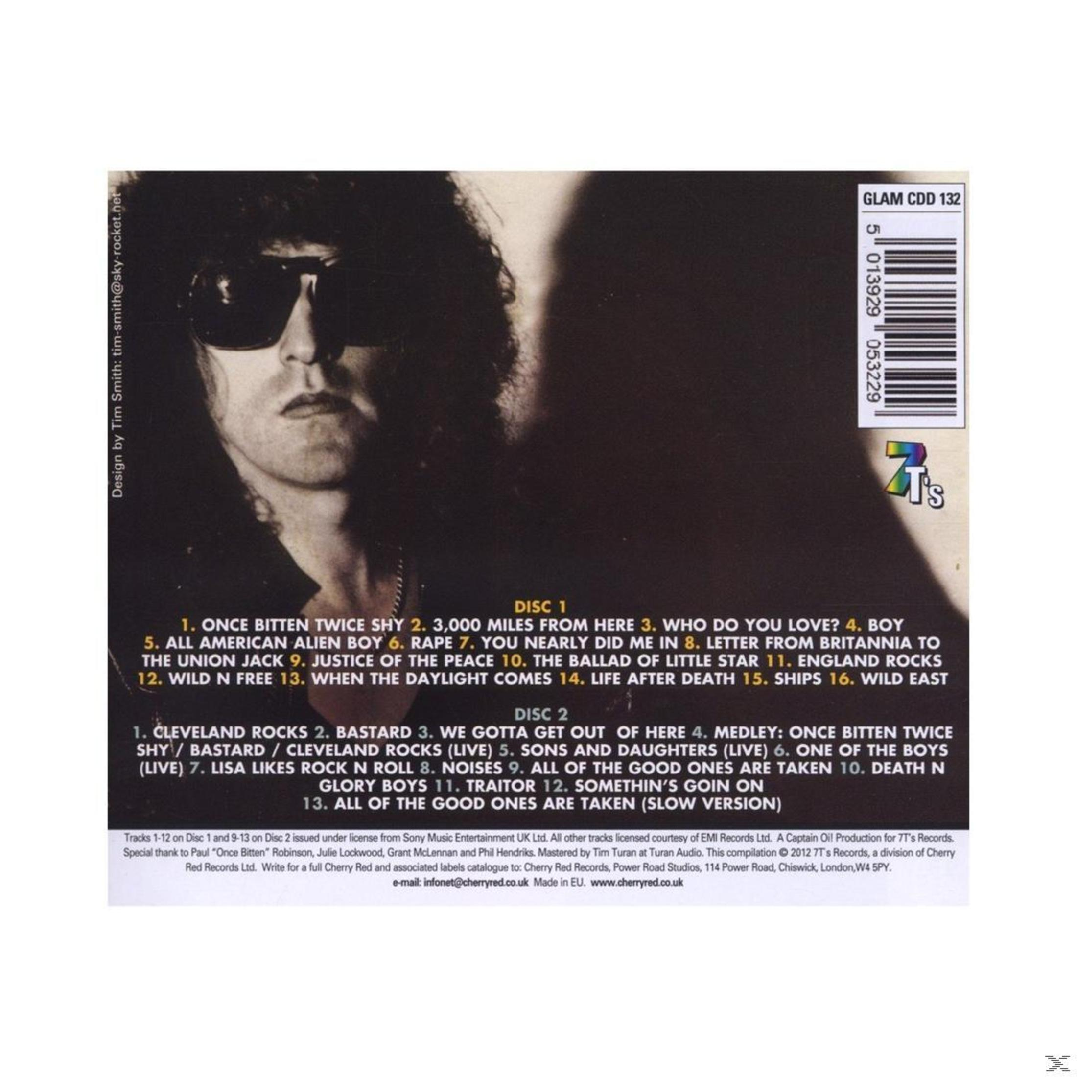 Albumcover mit einem Mann mit Sonnenbrille. Unten werden die Titellisten für zwei CDs angezeigt.