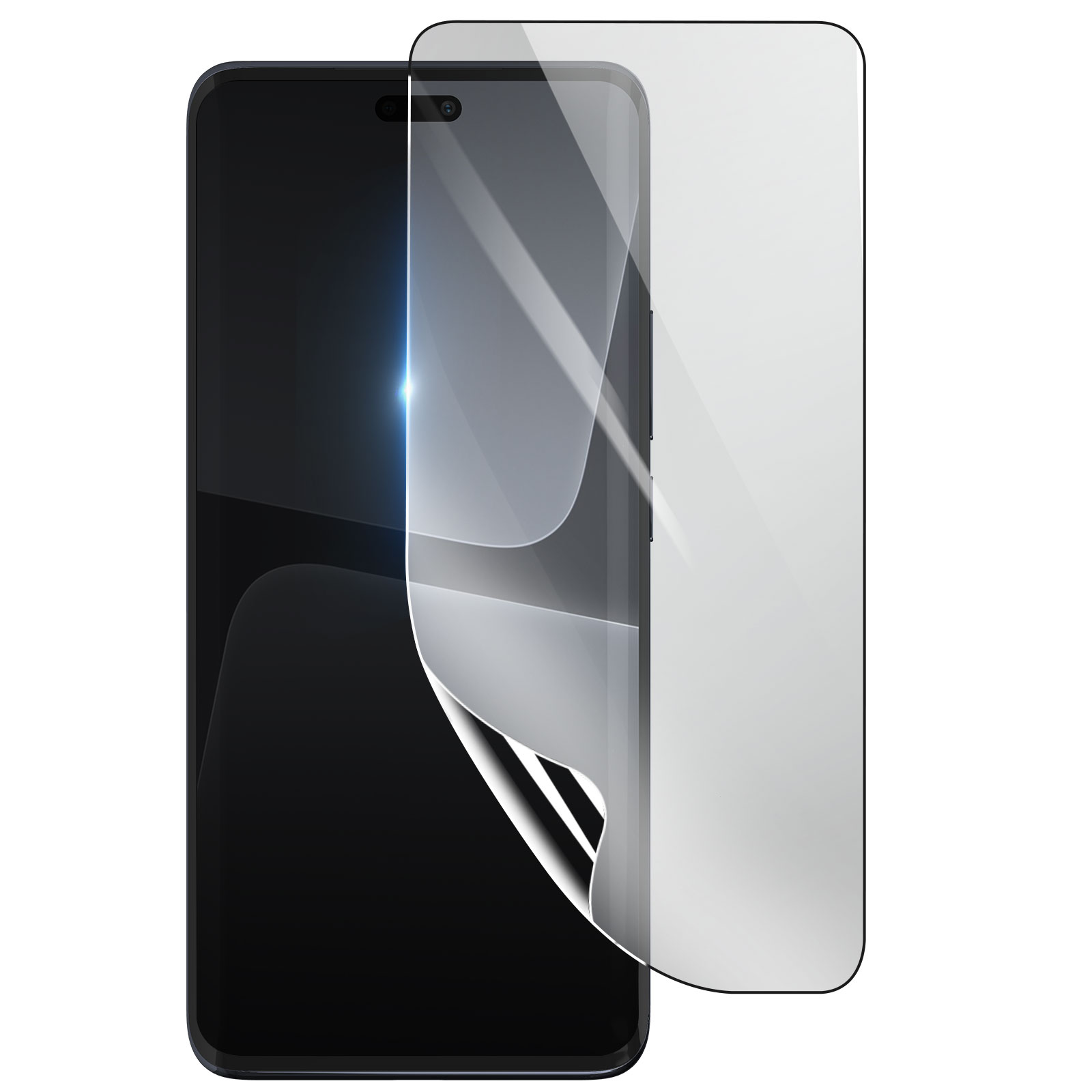 Uno smartphone con una protezione schermo applicata. La protezione si sta staccando.