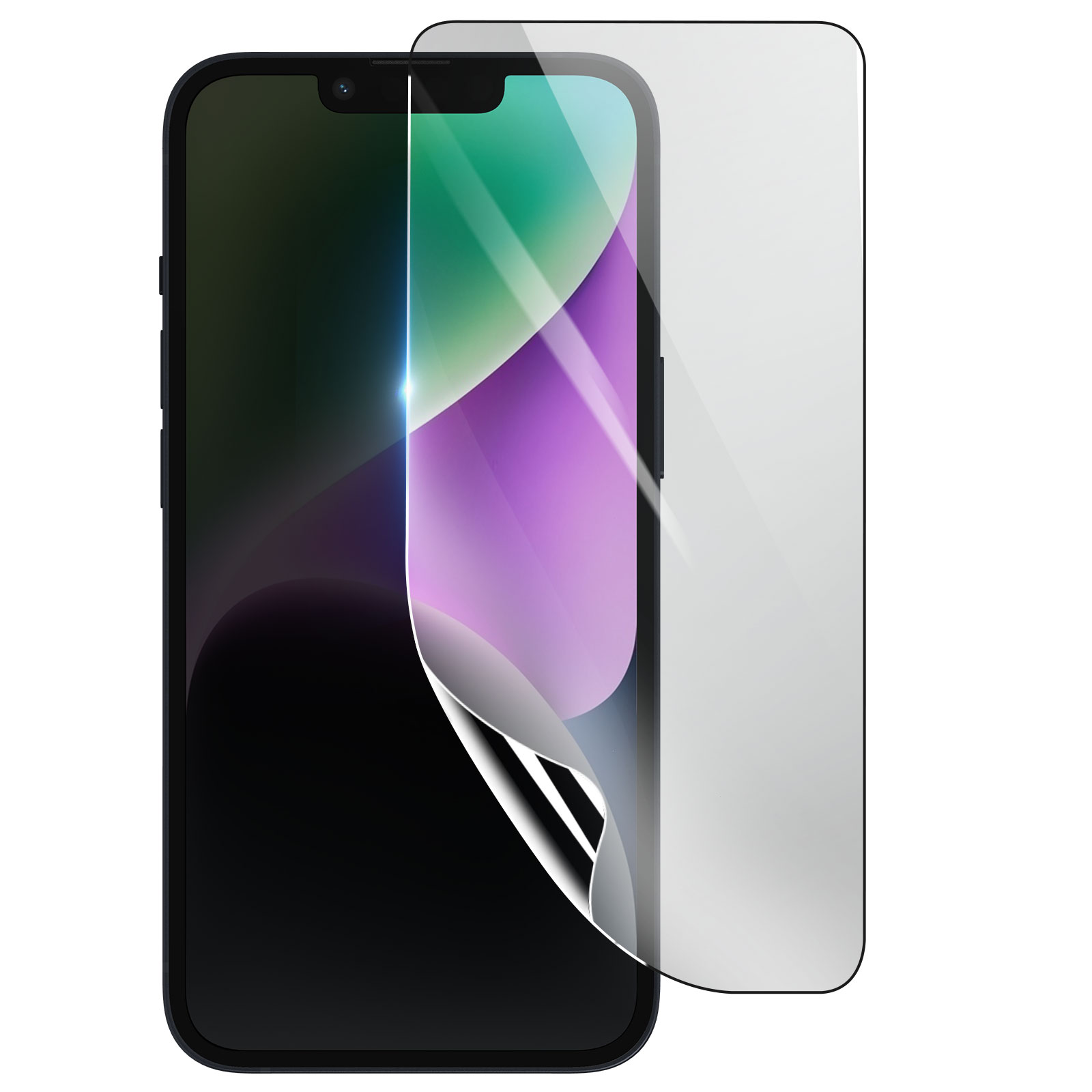 Uno smartphone con una protezione per lo schermo in applicazione. La protezione è parzialmente staccata.