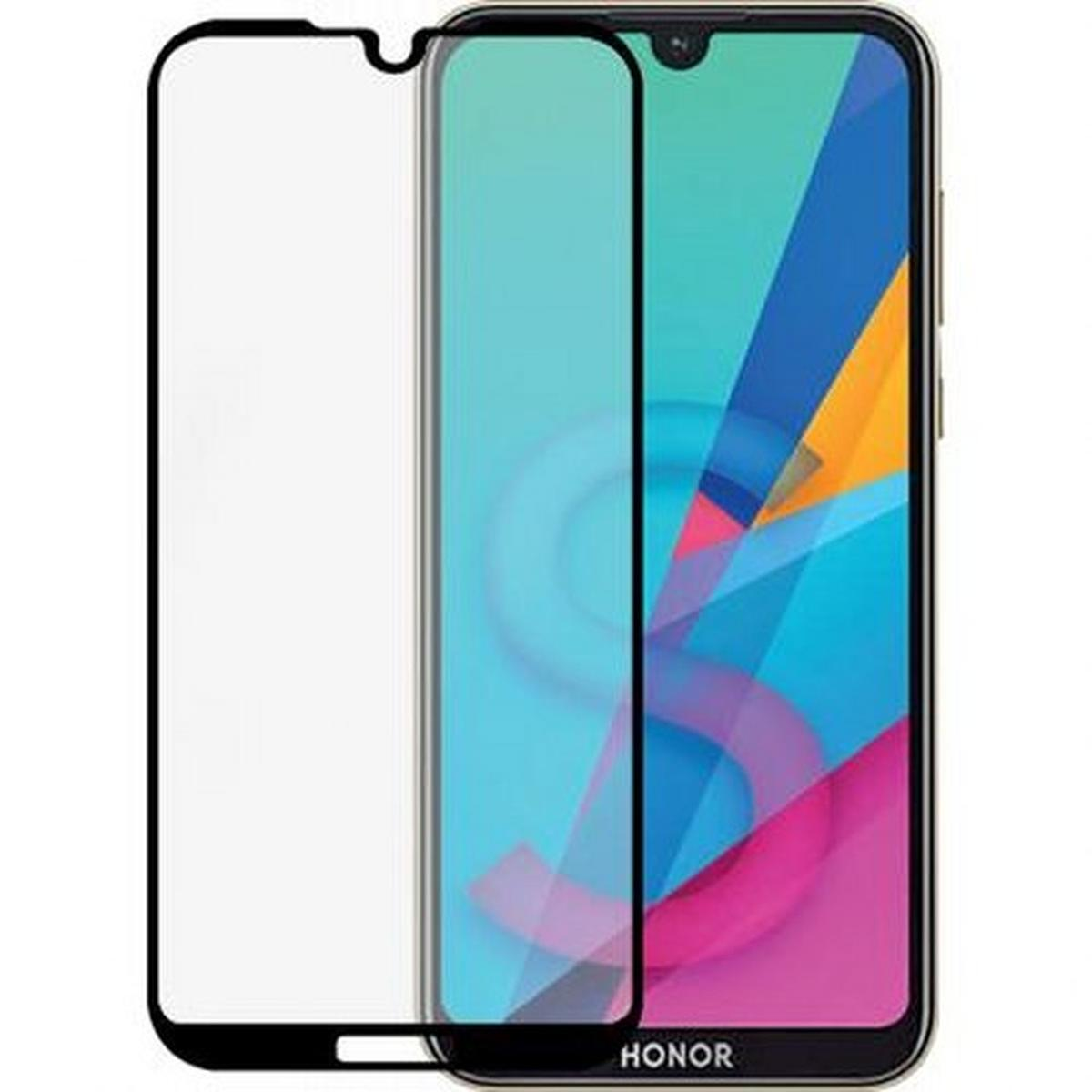 Un proteggi schermo è posto accanto a uno smartphone che mostra un design astratto colorato. Il proteggi schermo è trasparente e il telefono dice HONOR.