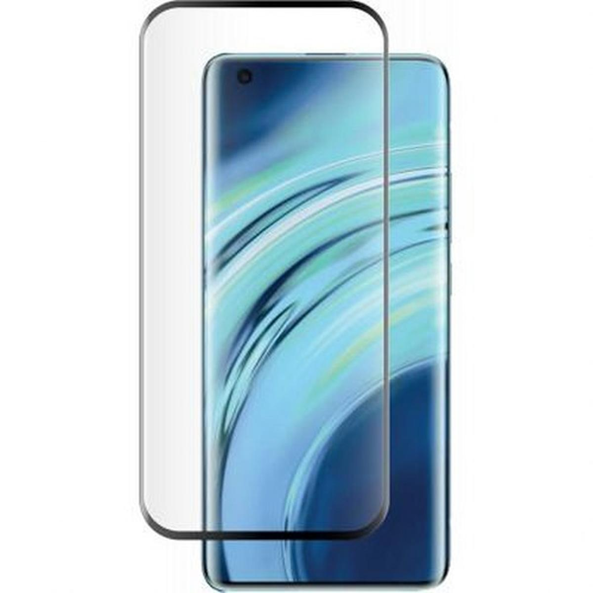 Un smartphone avec un protecteur d'écran. Le téléphone a un dos dégradé bleu, et un protecteur d'écran est placé dessus.