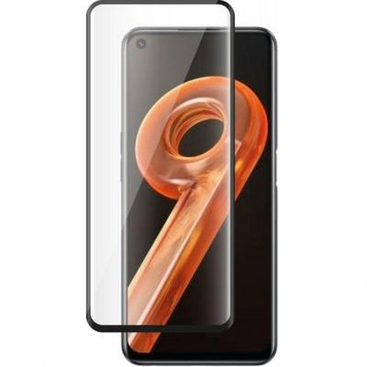 Uno smartphone con protezione schermo. Il telefono è nero e la protezione è trasparente. Lo schermo mostra un design arancione.
