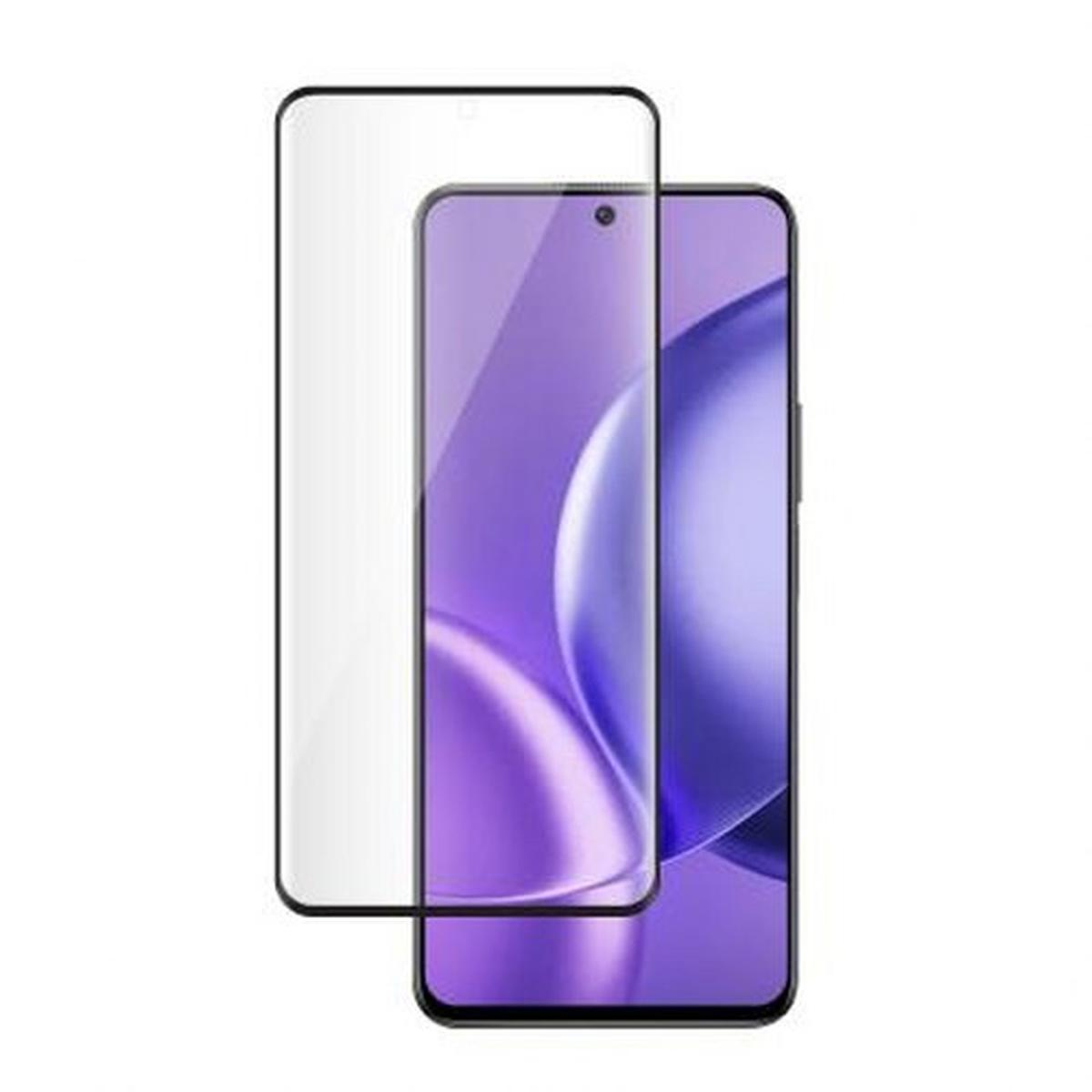 Tre smartphone: uno con protezione schermo, uno con schermo viola e uno trasparente. Tutti hanno cornici nere.