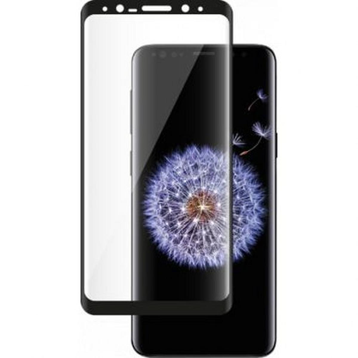 Uno smartphone con un'immagine di tarassaco sullo schermo, una protezione schermo e uno sfondo nero.