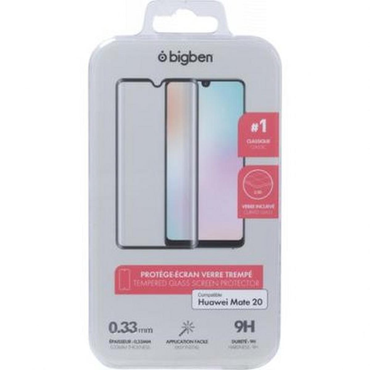 Una confezione di protezione per lo schermo del telefono. Presenta un'immagine del telefono, testo in francese e inglese e il marchio 'bigben'.