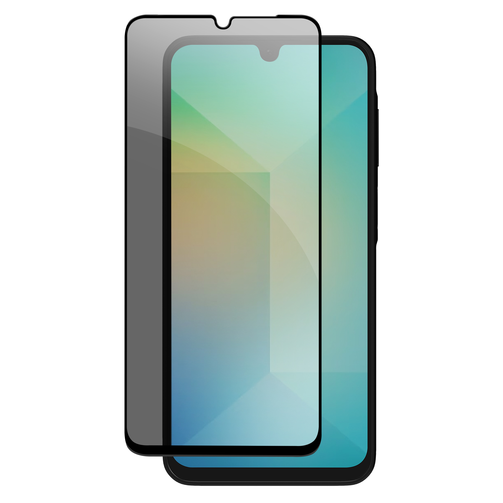 Due smartphone affiancati. Uno ha una protezione per lo schermo. Gli schermi mostrano una sfumatura di colori.