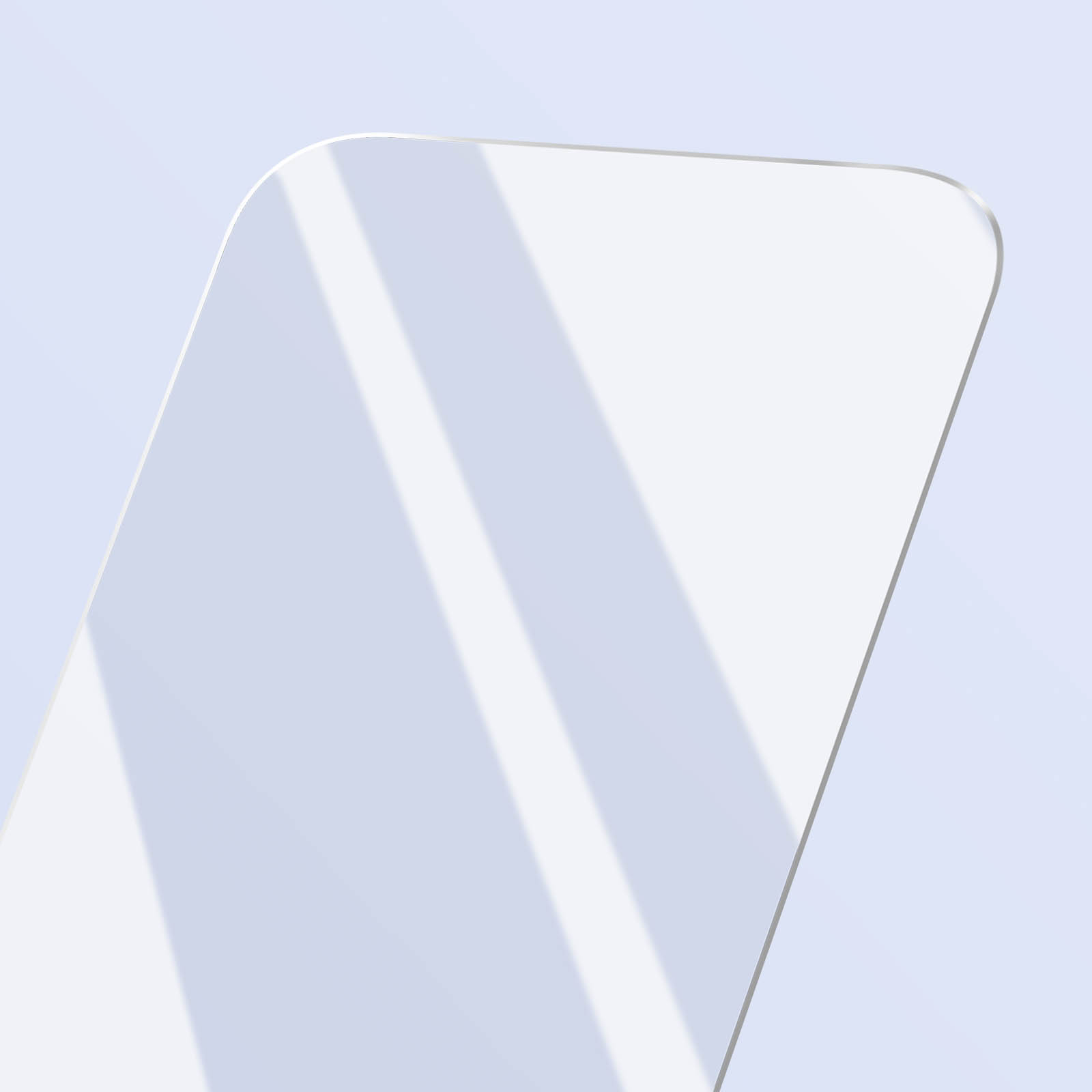 Un rettangolo bianco arrotondato con ombre morbide su sfondo azzurro chiaro. Le ombre creano un sottile motivo a strisce.