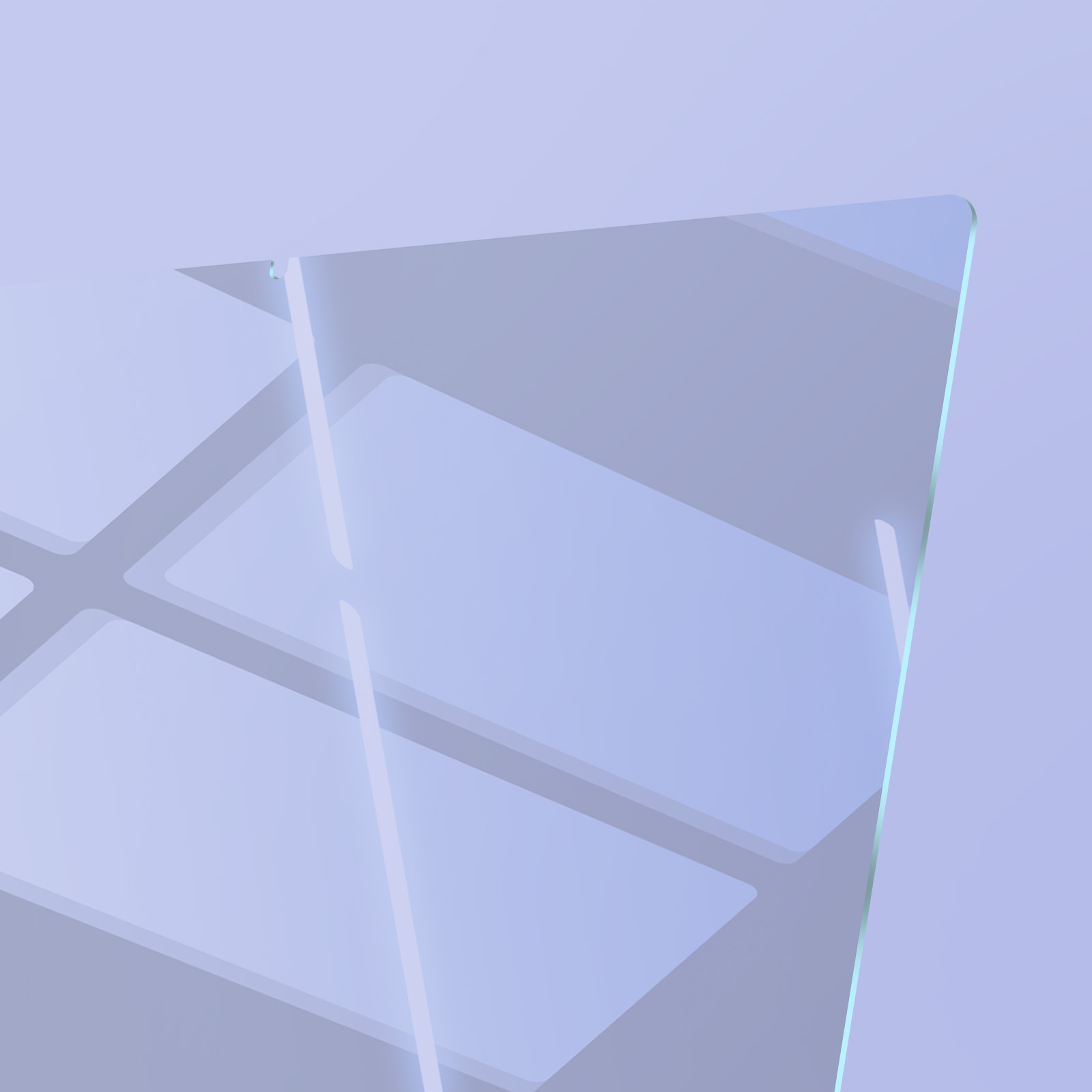 Immagine astratta con forme geometriche sovrapposte in tonalità blu e bianco, creando un design moderno e minimalista.