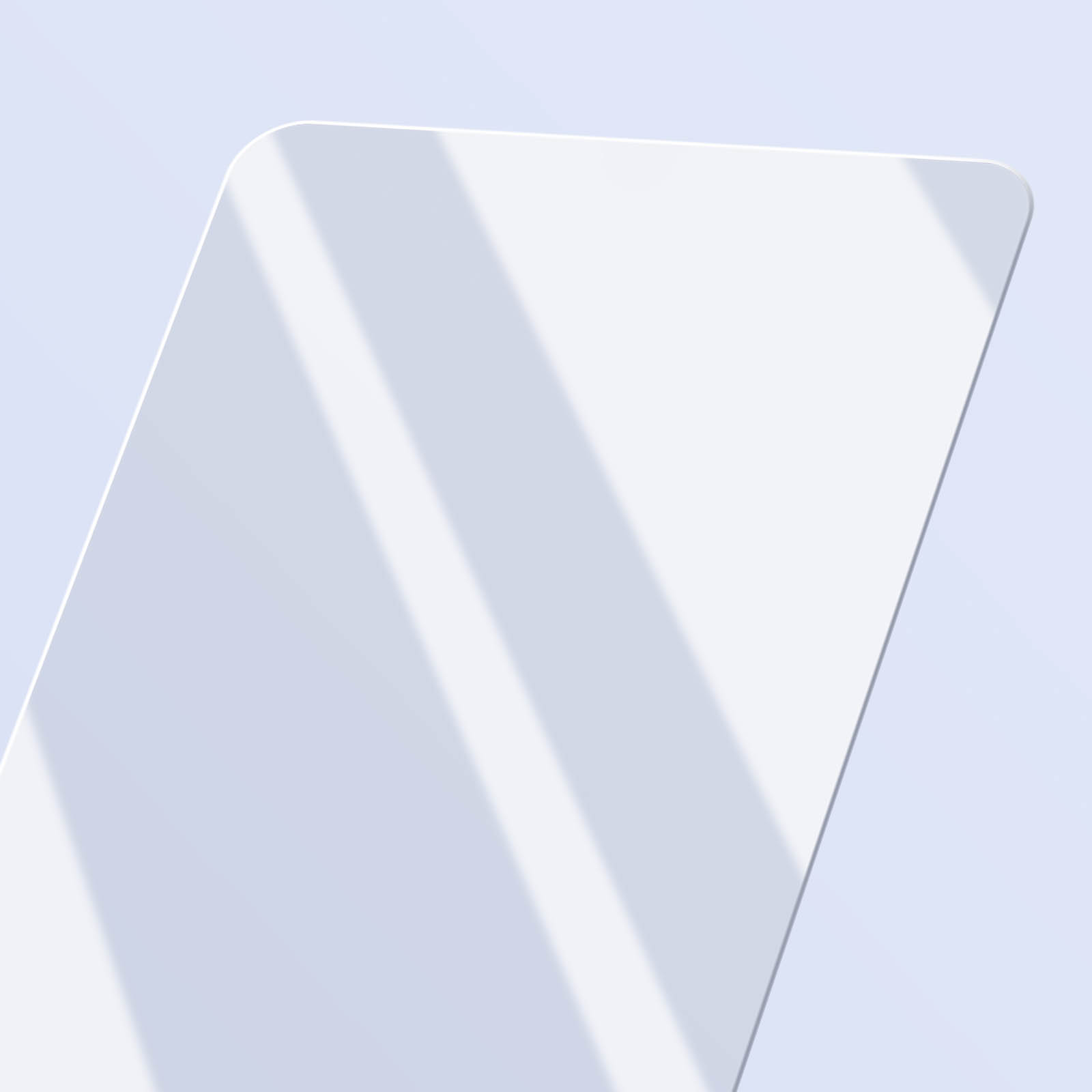 Un rettangolo bianco e arrotondato su sfondo azzurro chiaro con ombre sulla superficie.