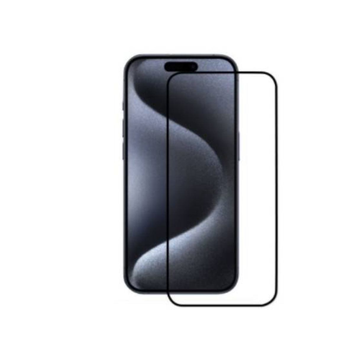 Uno smartphone con una protezione per lo schermo. Il telefono è grigio scuro e la protezione è un rettangolo trasparente.