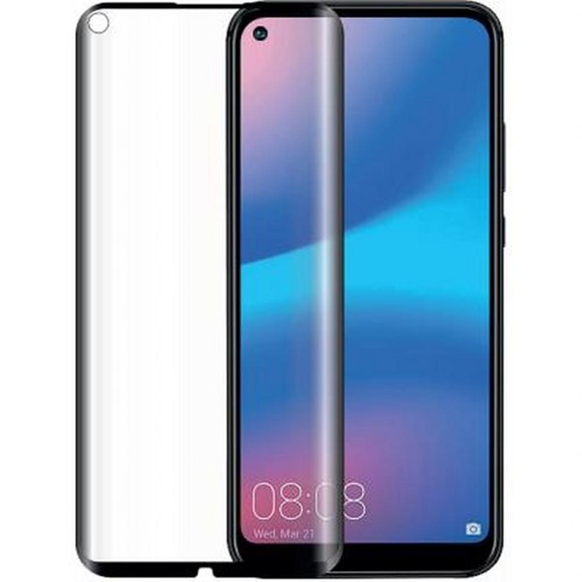 Vengono mostrati uno smartphone e una protezione schermo. Il telefono mostra l'ora. La protezione è accanto al telefono.
