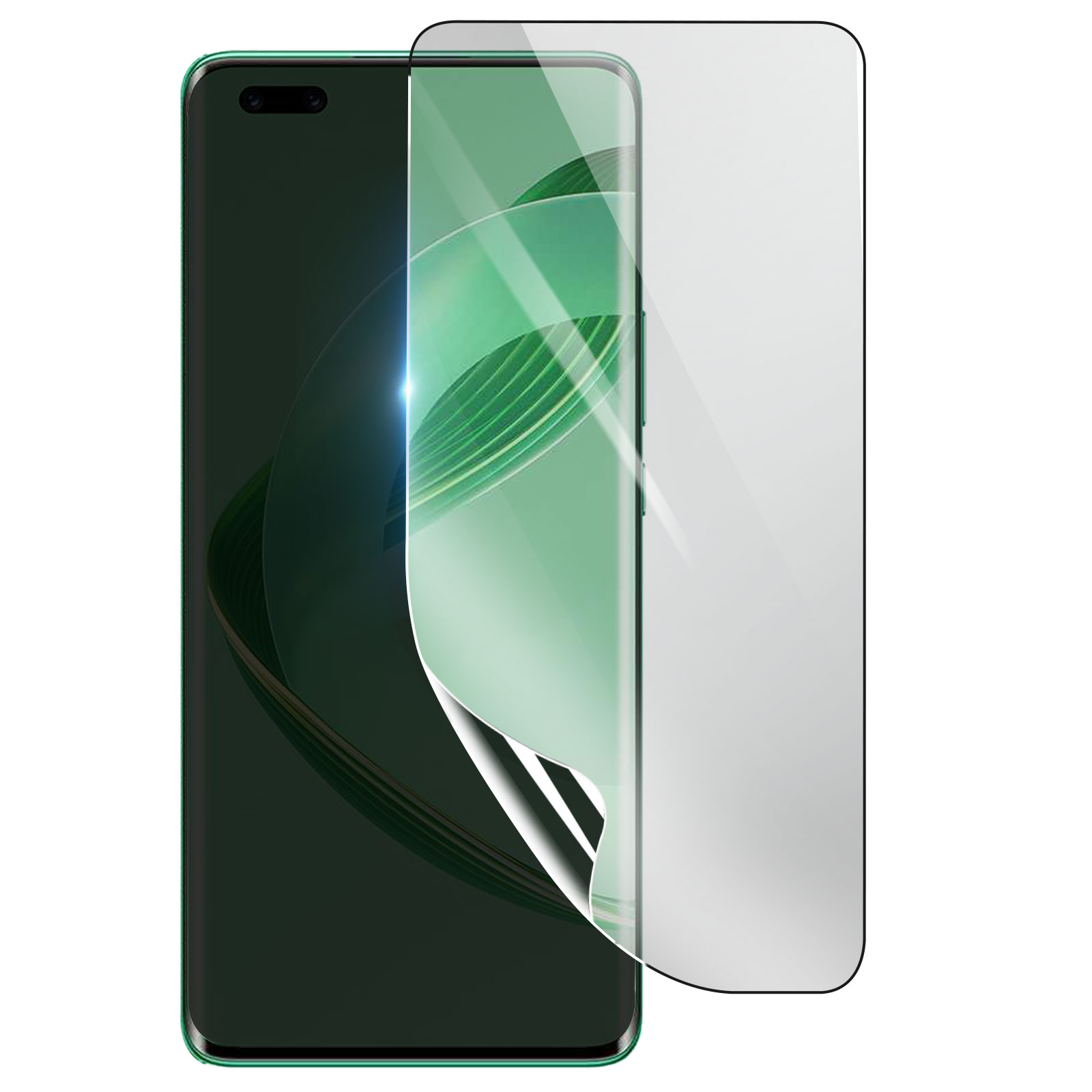 Uno smartphone con protezione schermo applicata. La protezione è parzialmente staccata, rivelando lo schermo.