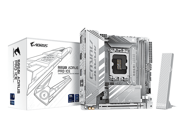 GIGABYTE Aorus Pro ICE HDMI-DP TYPEC PCIE 5.0 1851p Beyaz Intel B860I DDR5 Mini ITX Anakart