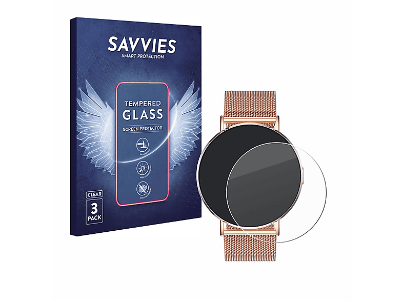 SAVVIES 3x 9H klares Schutzglas (für Levowatch Eve 1.3")