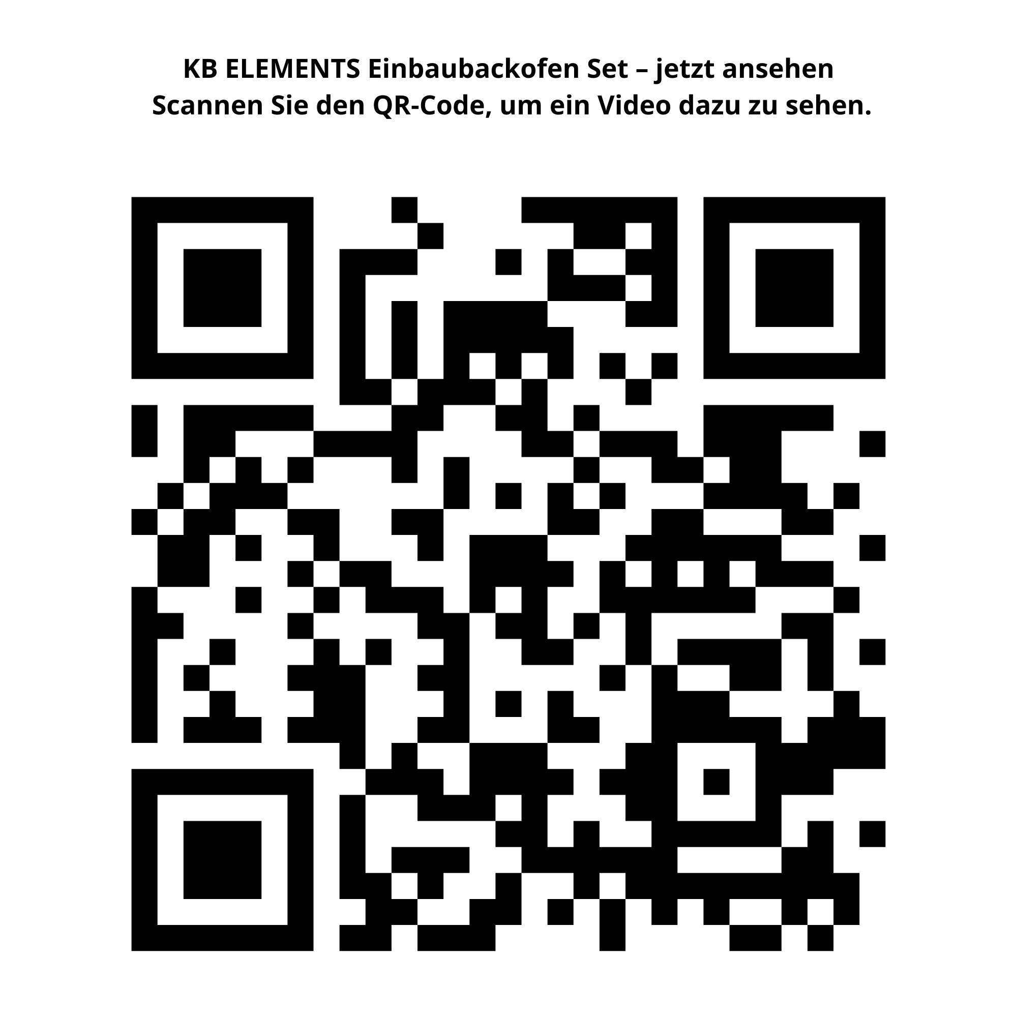 Ein QR-Code mit schwarzen und weißen Quadraten. Der Text oben lautet 'KB ELEMENTS' und Anweisungen zum Scannen.