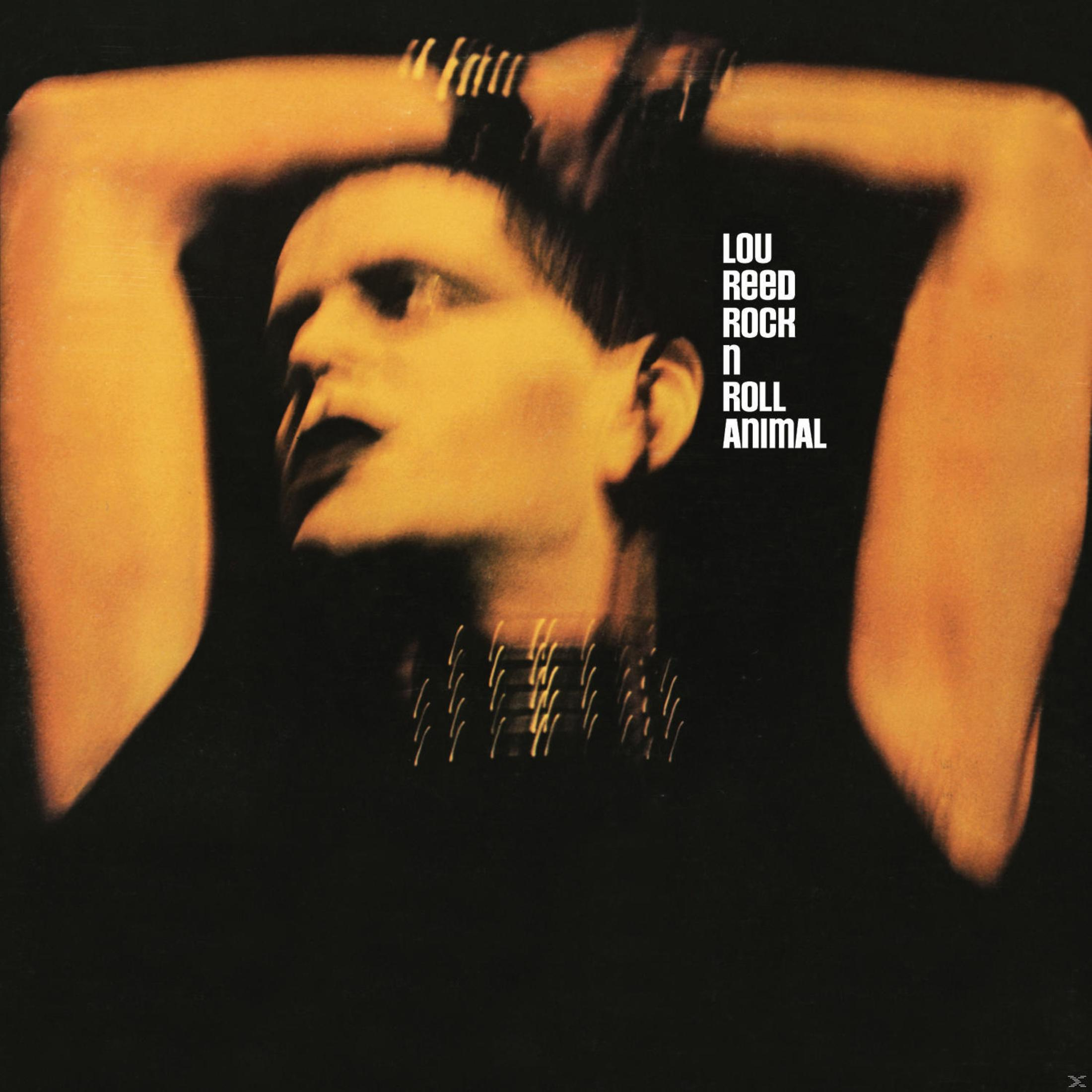 Copertina dell'album Lou Reed Rock n Roll Animal. Volto giallo, braccia alzate, testo bianco.