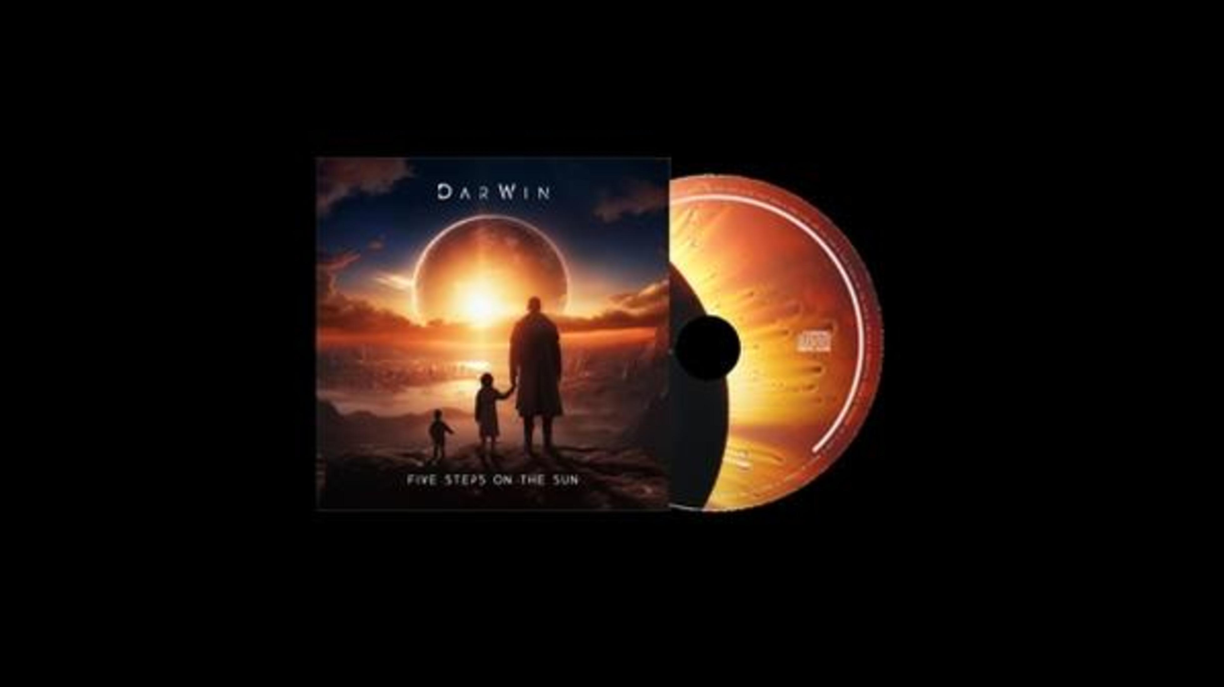 Copertina dell'album. Sagome camminano verso un tramonto. Un CD a destra. Il titolo è 'Five Steps on the Sun'.