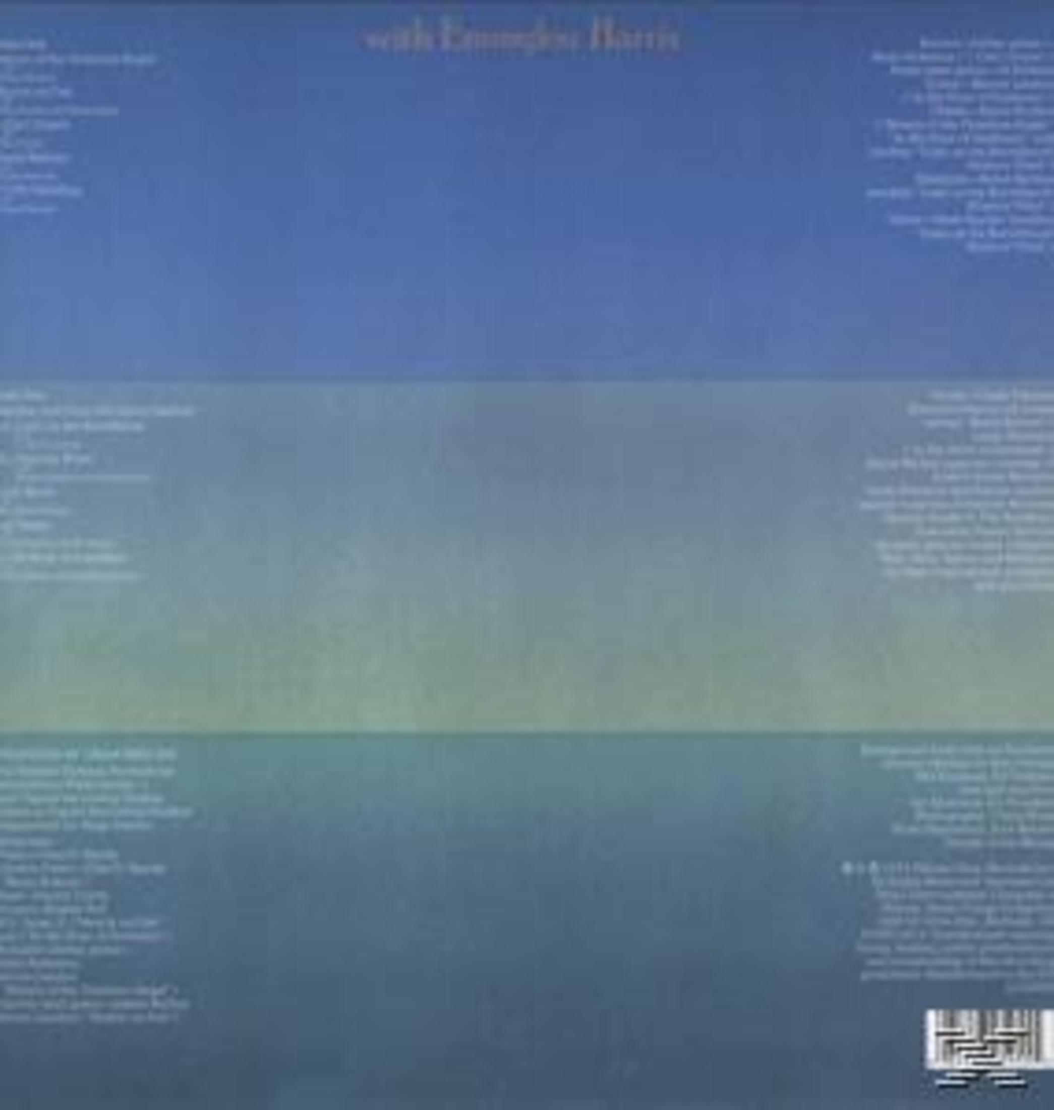 Copertina dell'album con sfumatura blu e verde. Il testo include 'with Emmylou Harris' ed elenchi di canzoni/crediti.