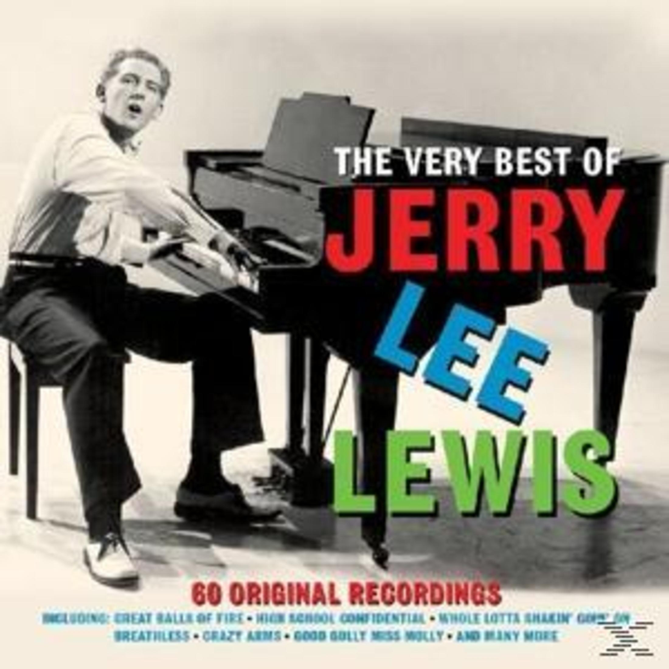 Jerry Lee Lewis spielt Klavier. Das Albumcover trägt die Aufschrift „The Very Best Of Jerry Lee Lewis“. Er trägt ein weißes Hemd und eine schwarze Hose.
