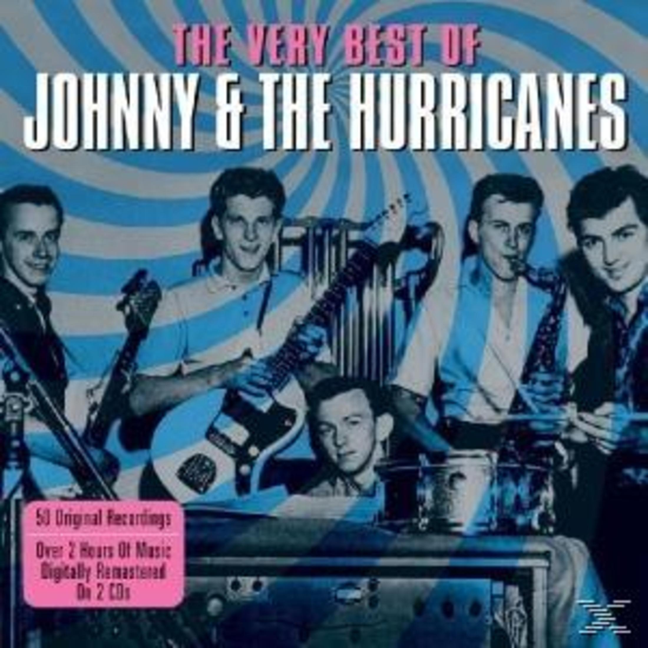 Albumcover von "The Very Best of Johnny & The Hurricanes". Fünf Männer in Anzügen und Hemden vor blau-weißem Hintergrund.