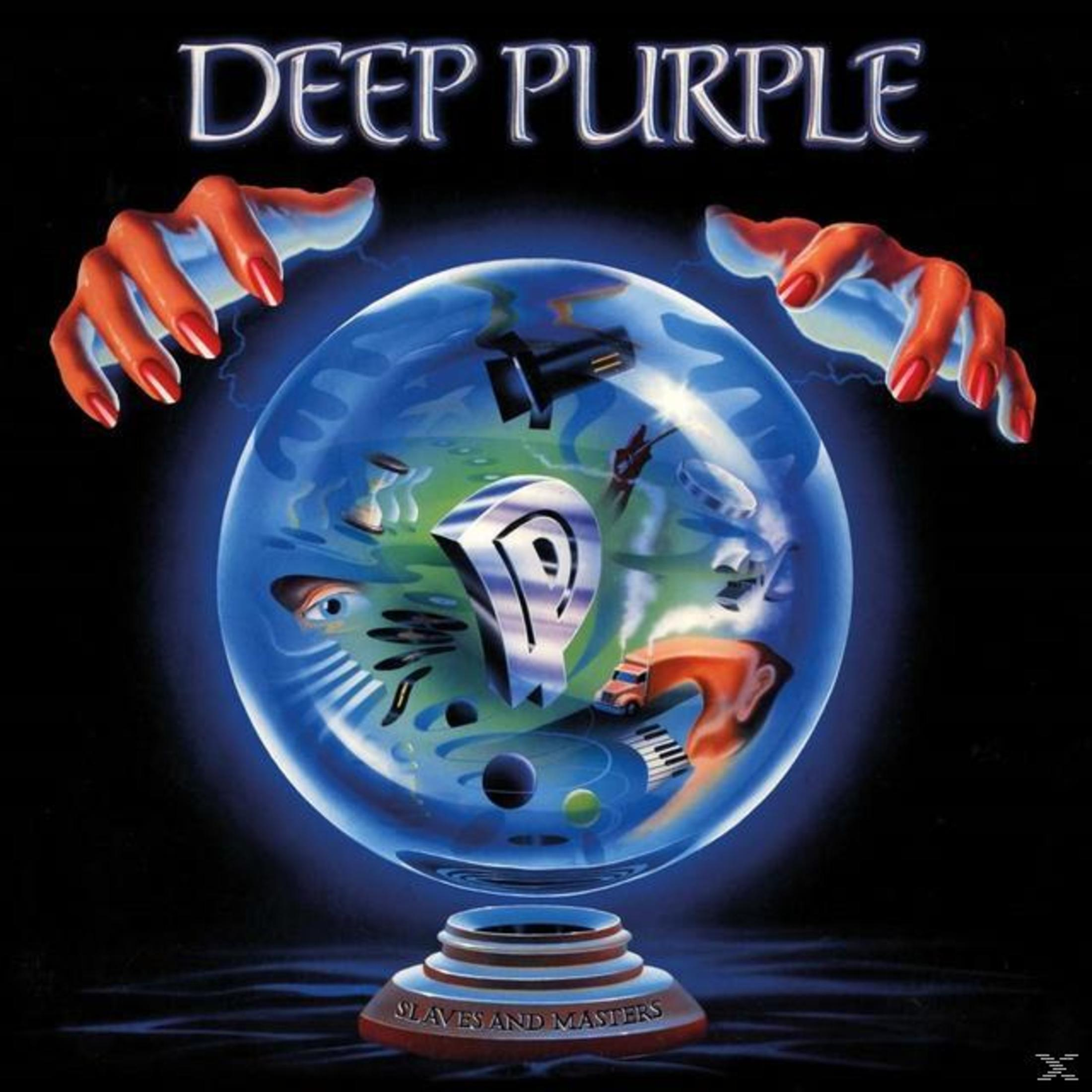 Albumcover. Deep Purple-Logo über einer Kristallkugel mit Szenen darin. Hände mit roten Nägeln rahmen die Kugel ein. Schwarzer Hintergrund.