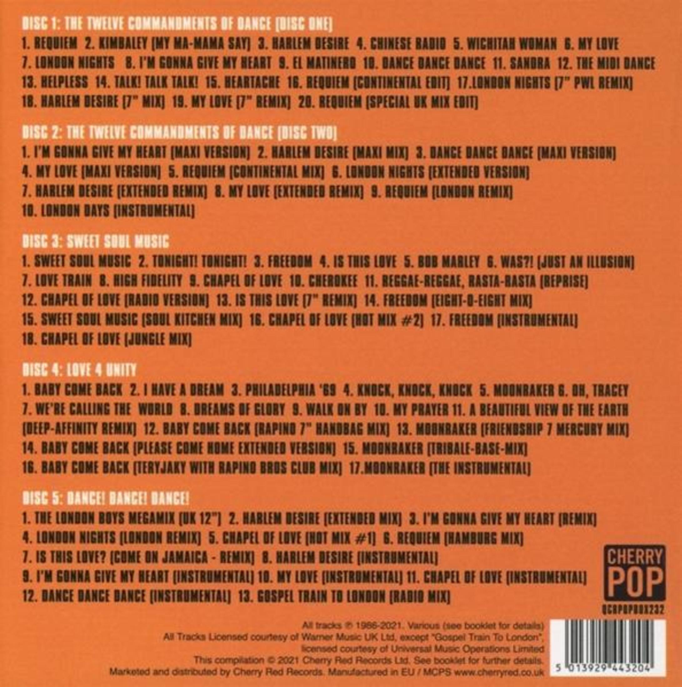 Albumcover mit Titellisten. Enthält Titel wie 'Requiem', 'Harlem Desire' und 'London Nights'. Oranger Hintergrund.