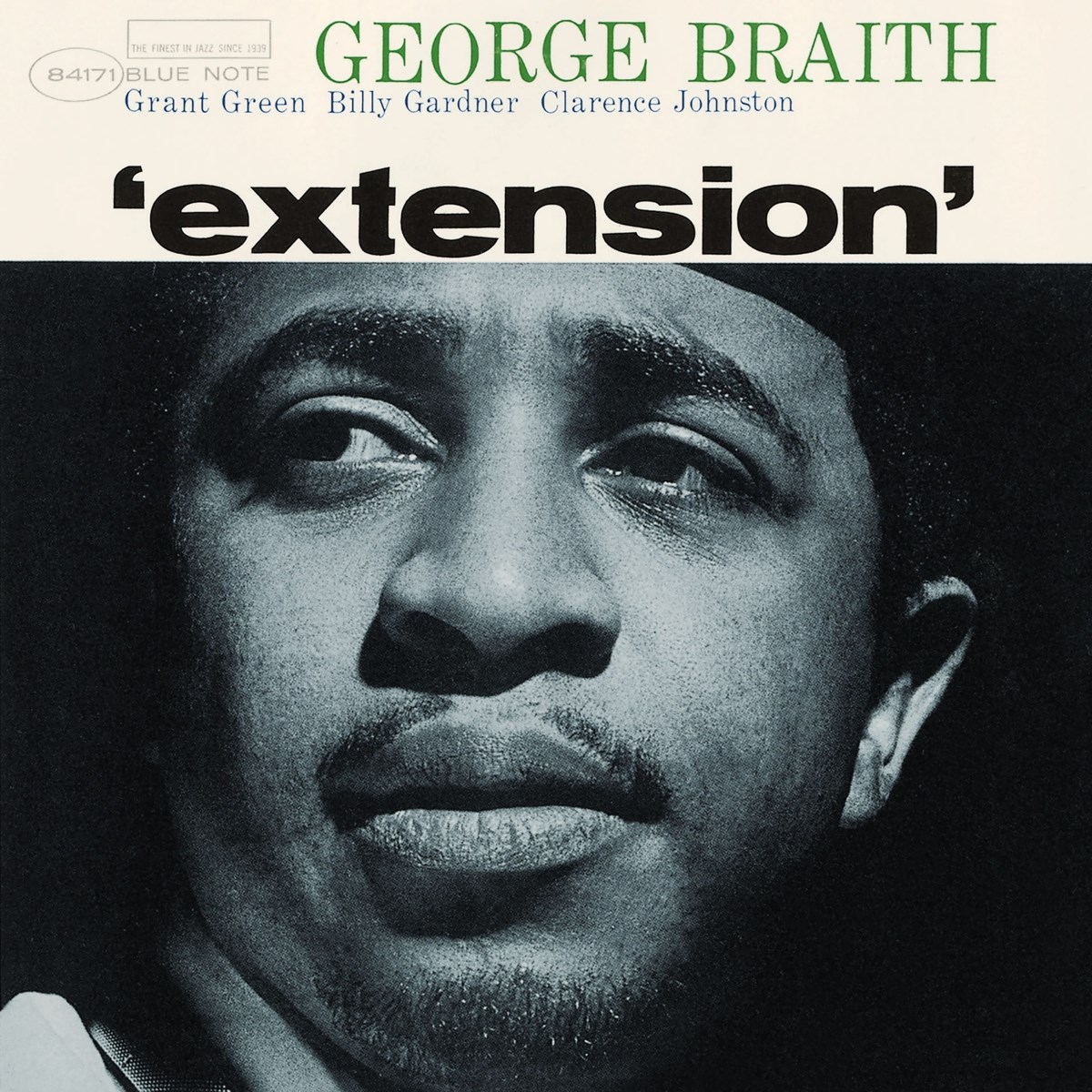 Copertina dell'album con una foto in bianco e nero del volto di un uomo. Il testo dice 'GEORGE BRAITH' e 'extension'.