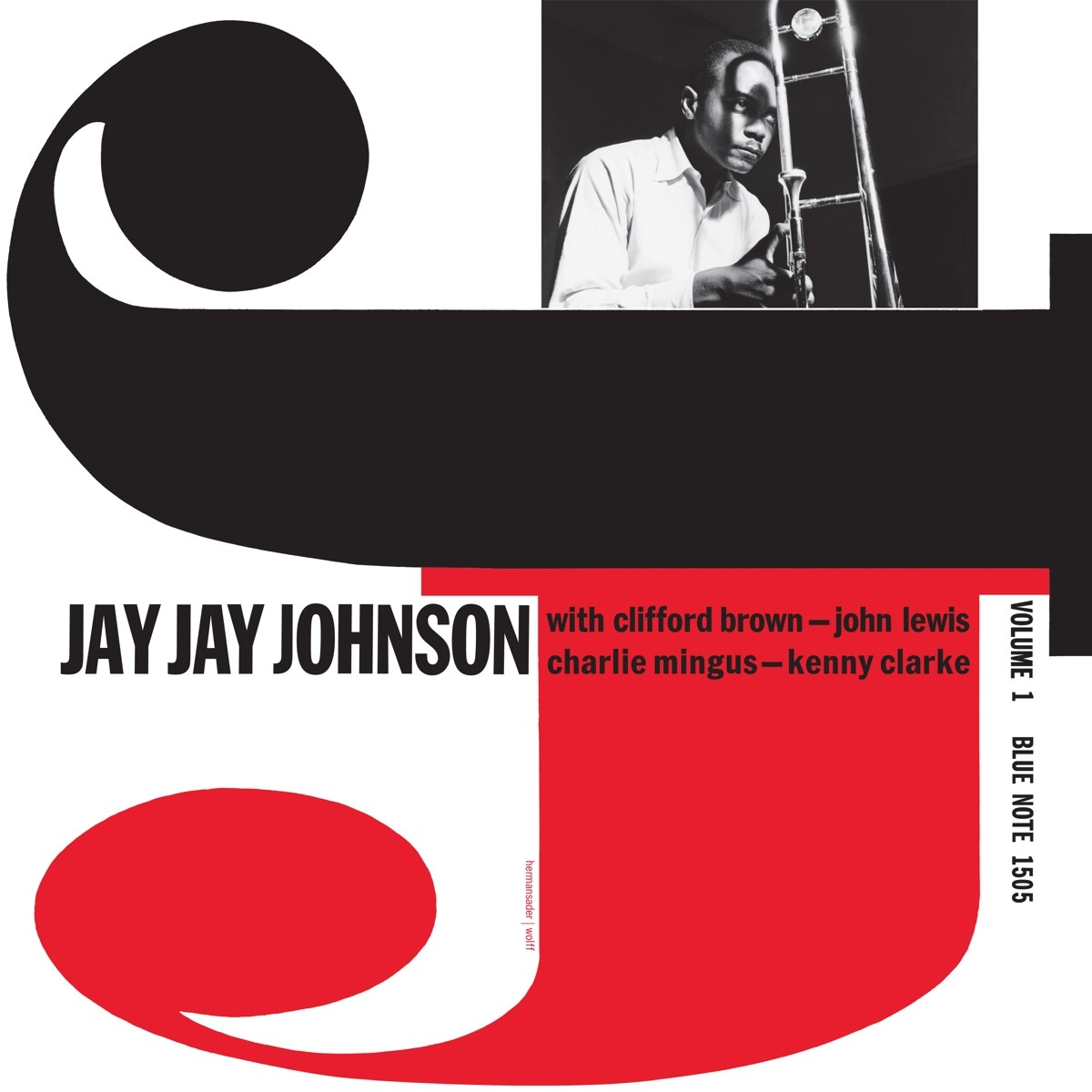 Copertina dell'album con Jay Jay Johnson, trombonista. Design nero e rosso con testo. Include i nomi di altri musicisti e il titolo dell'album.