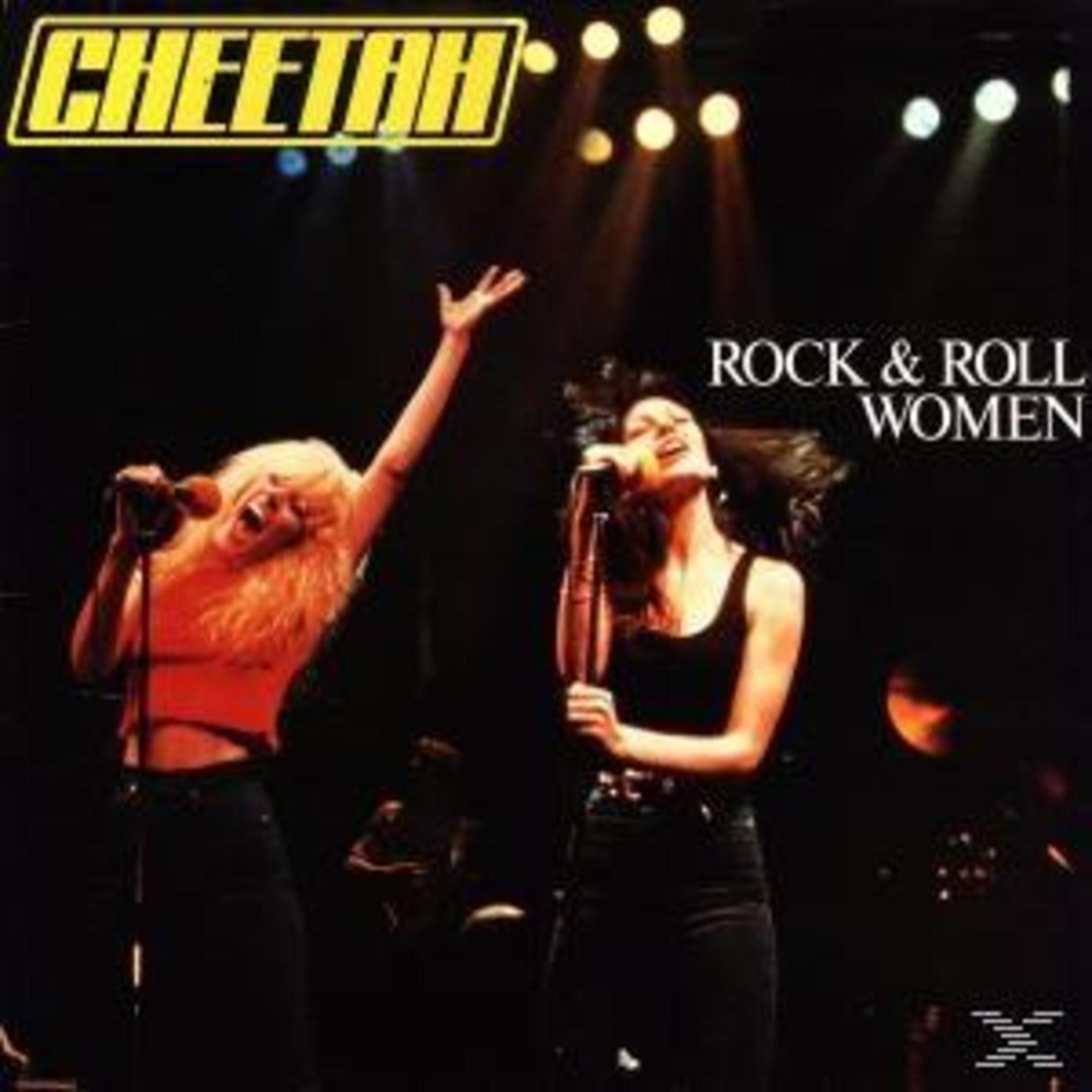 Albumhoes voor Cheetah. Twee vrouwen zingen in microfoons op het podium. De titel zegt 'Rock & Roll Women'.