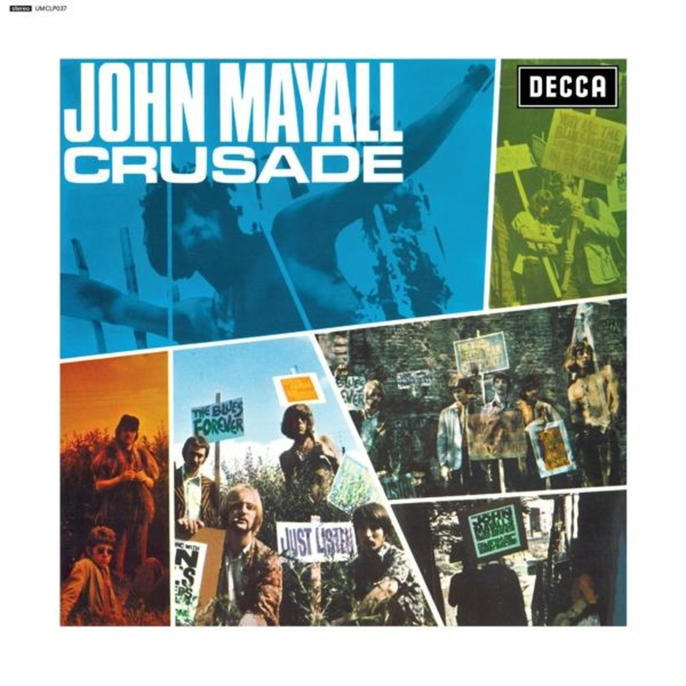 Copertina dell'album John Mayall Crusade. Presenta foto della band, sfondo blu e logo DECCA.