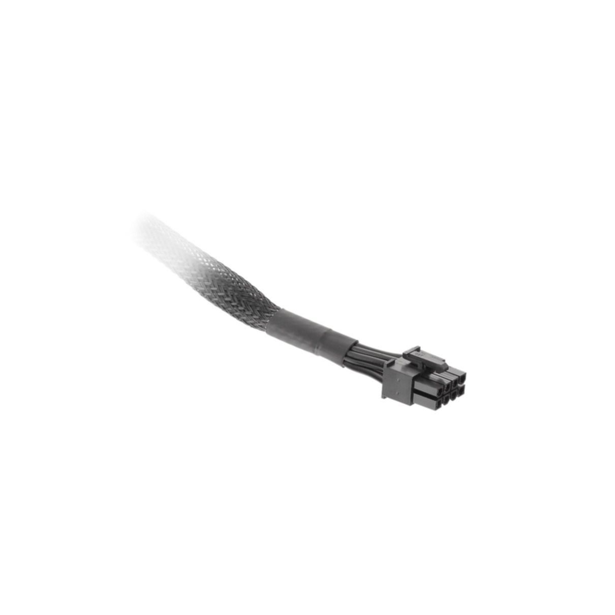 Czarny, pleciony kabel zasilający z 8-pinowym złączem. Kabel jest skierowany od lewej góry do prawej dolnej części na białym tle.