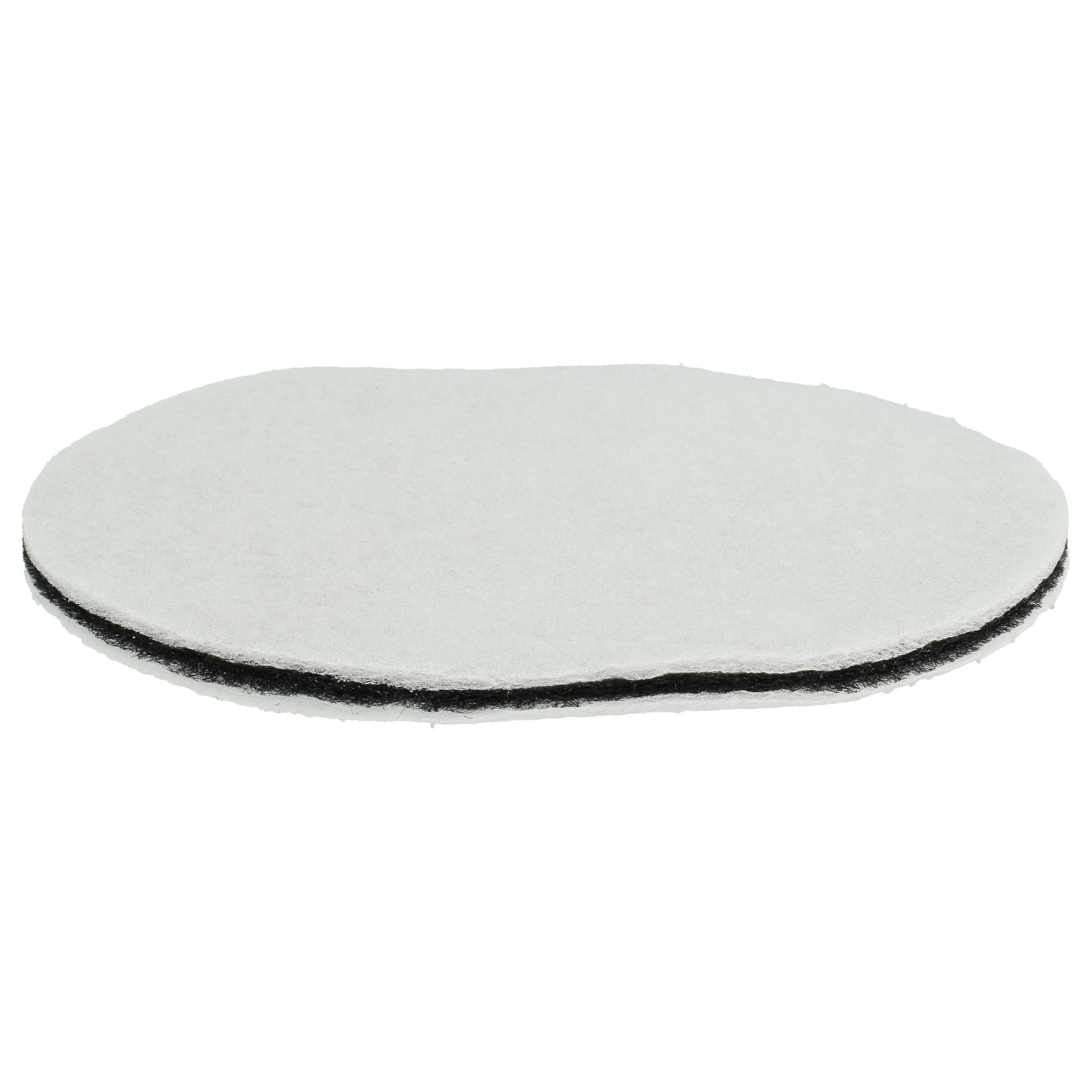 Ein weißes, ovales Pad mit einem schwarzen Band am Rand. Der Hintergrund ist schlicht weiß.