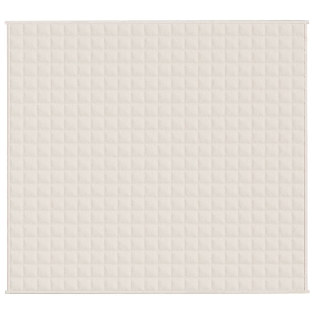 Eine quadratische, cremefarbene, gesteppte Matte. Die Matte besteht aus kleinen, gleichmäßig verteilten Quadraten. Die Ränder haben einen einfachen, flachen Rand.