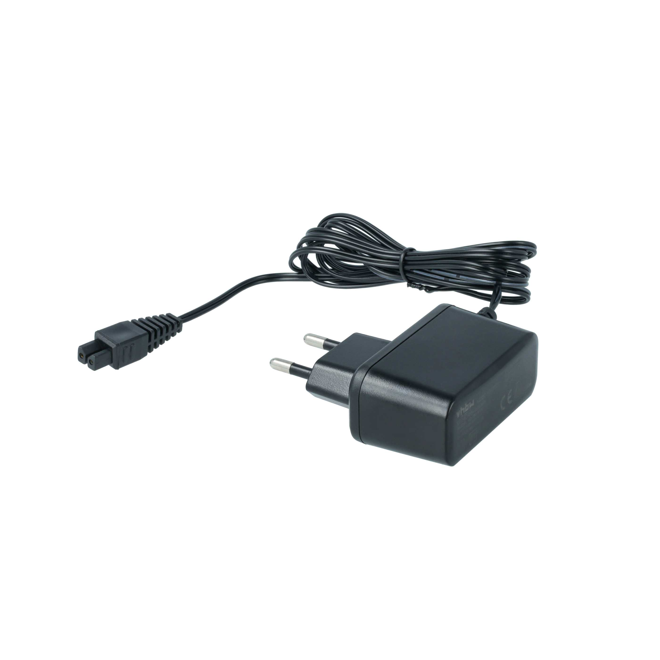 Ein schwarzes Netzteil mit schwarzem Kabel und Stecker auf weißem Hintergrund.