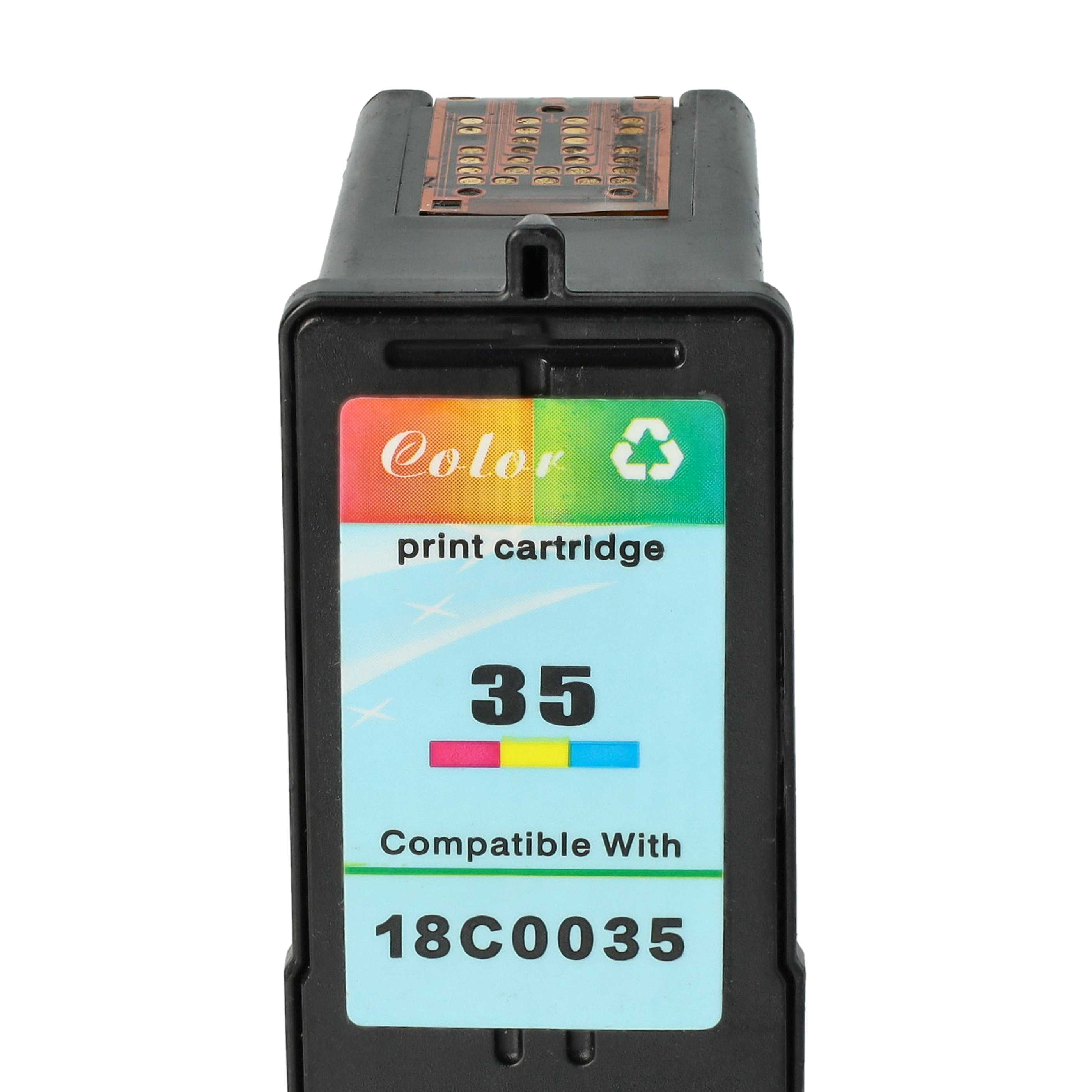Eine schwarz-graue Tintenpatrone mit den Worten 'print cartridge' und der Nummer '35'. Sie ist kompatibel mit 18C0035.