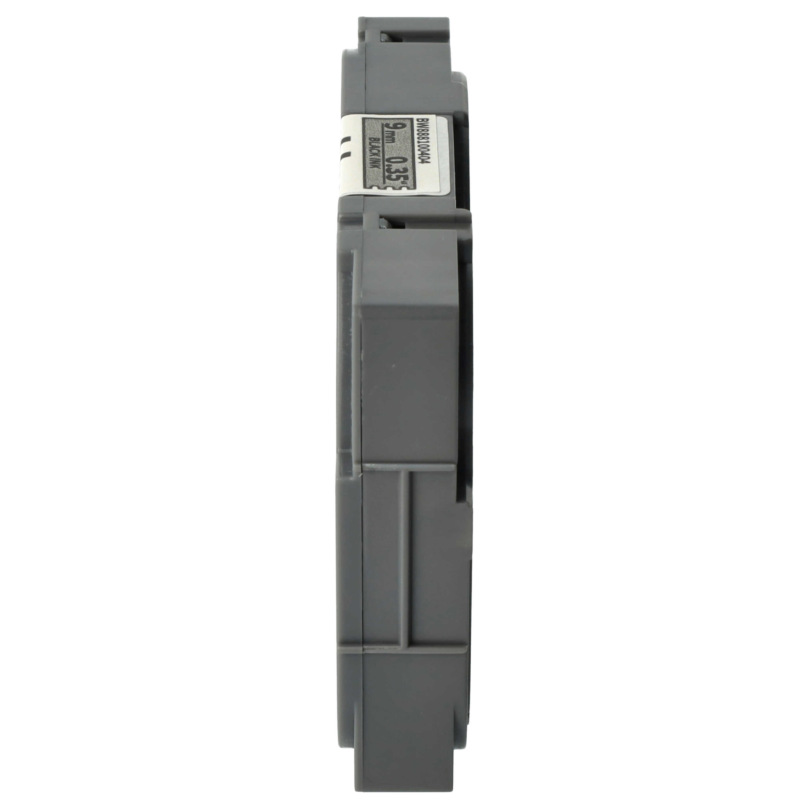 Graue elektronische Komponente mit Etikett. Auf dem Etikett steht BW888100404, 9 mm, 0,35 und Schwarze Tinte.
