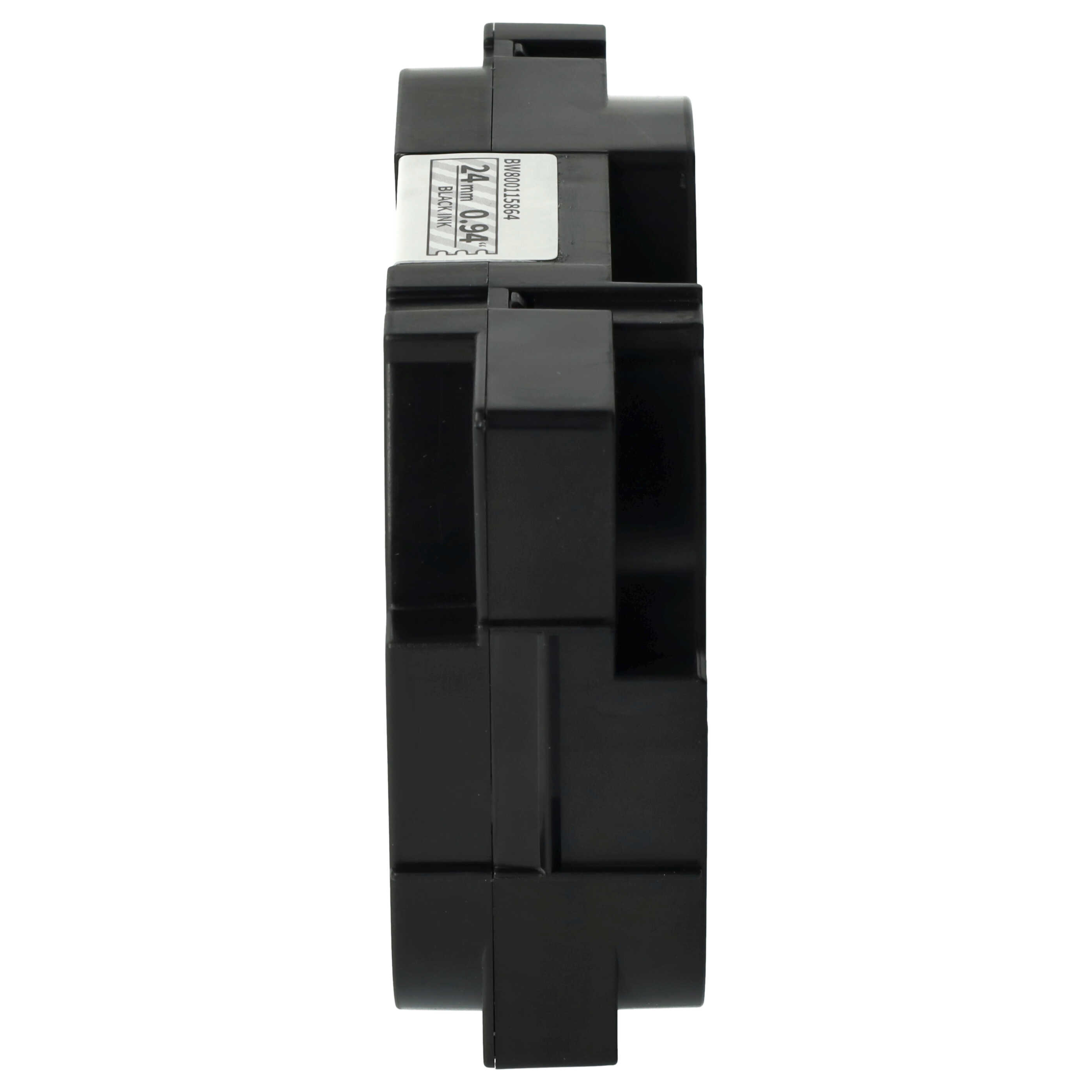 Schwarze Tintenpatrone, Seitenansicht, mit weißem Etikett. Auf dem Etikett steht: 24 mm 0,94 Black Ink. Der Hintergrund ist weiß.