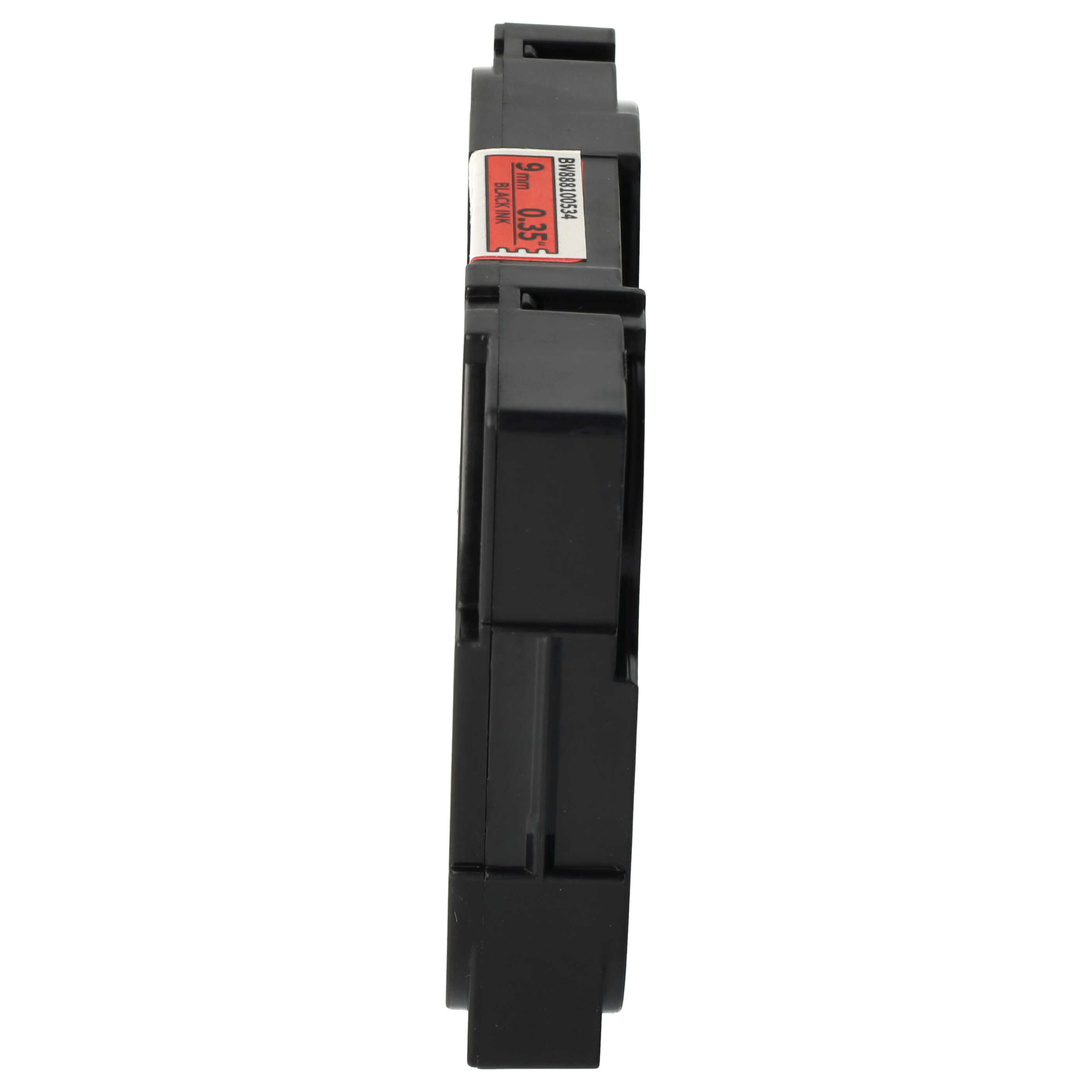 Schwarze Kunststoffkomponente mit rotem und weißem Etikett. Auf dem Etikett steht '9 mm 0,35" Black Ink' und Barcode.