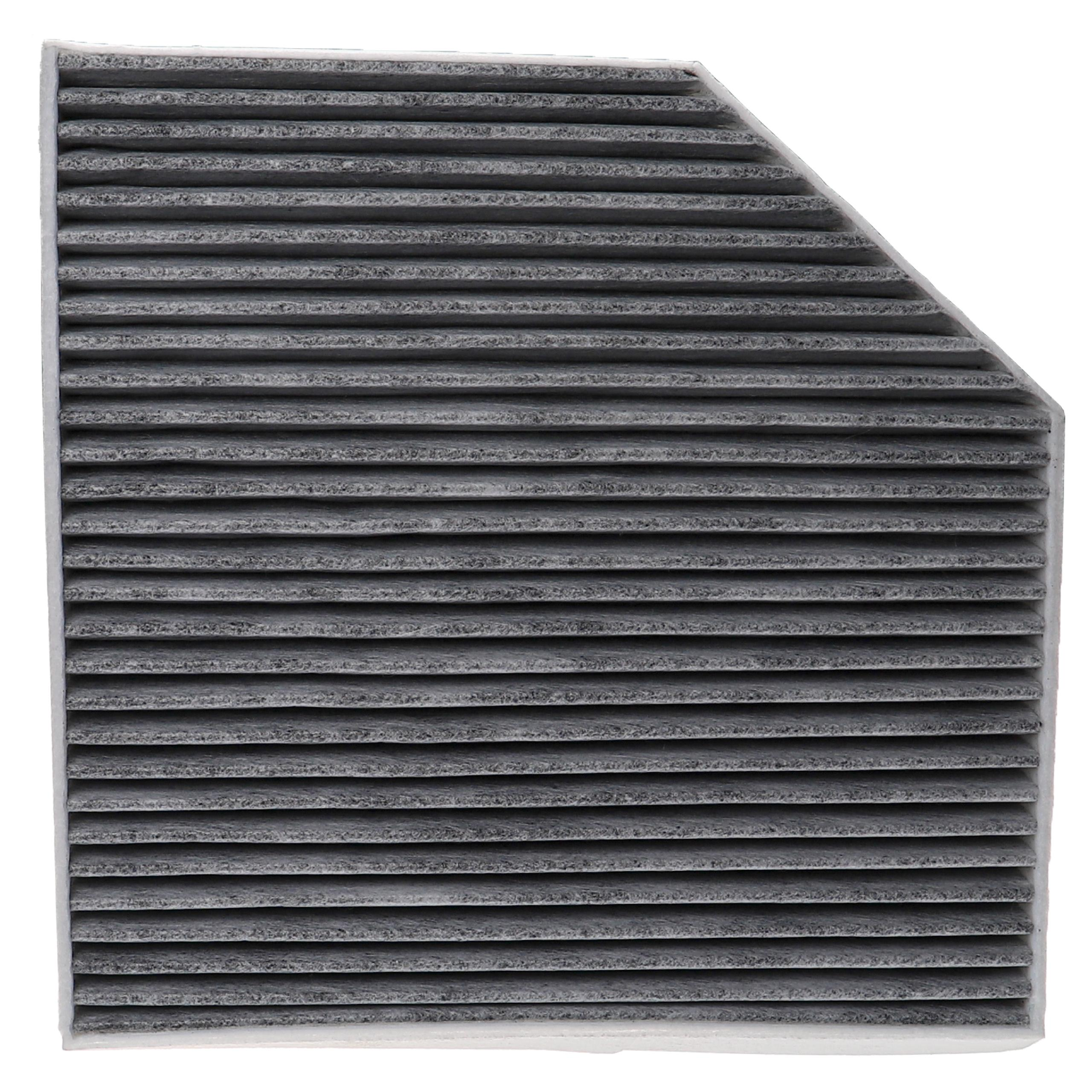 Ein rechteckiger Luftfilter mit grauem, plissiertem Filterelement. Der Filter ist vor weißem Hintergrund.